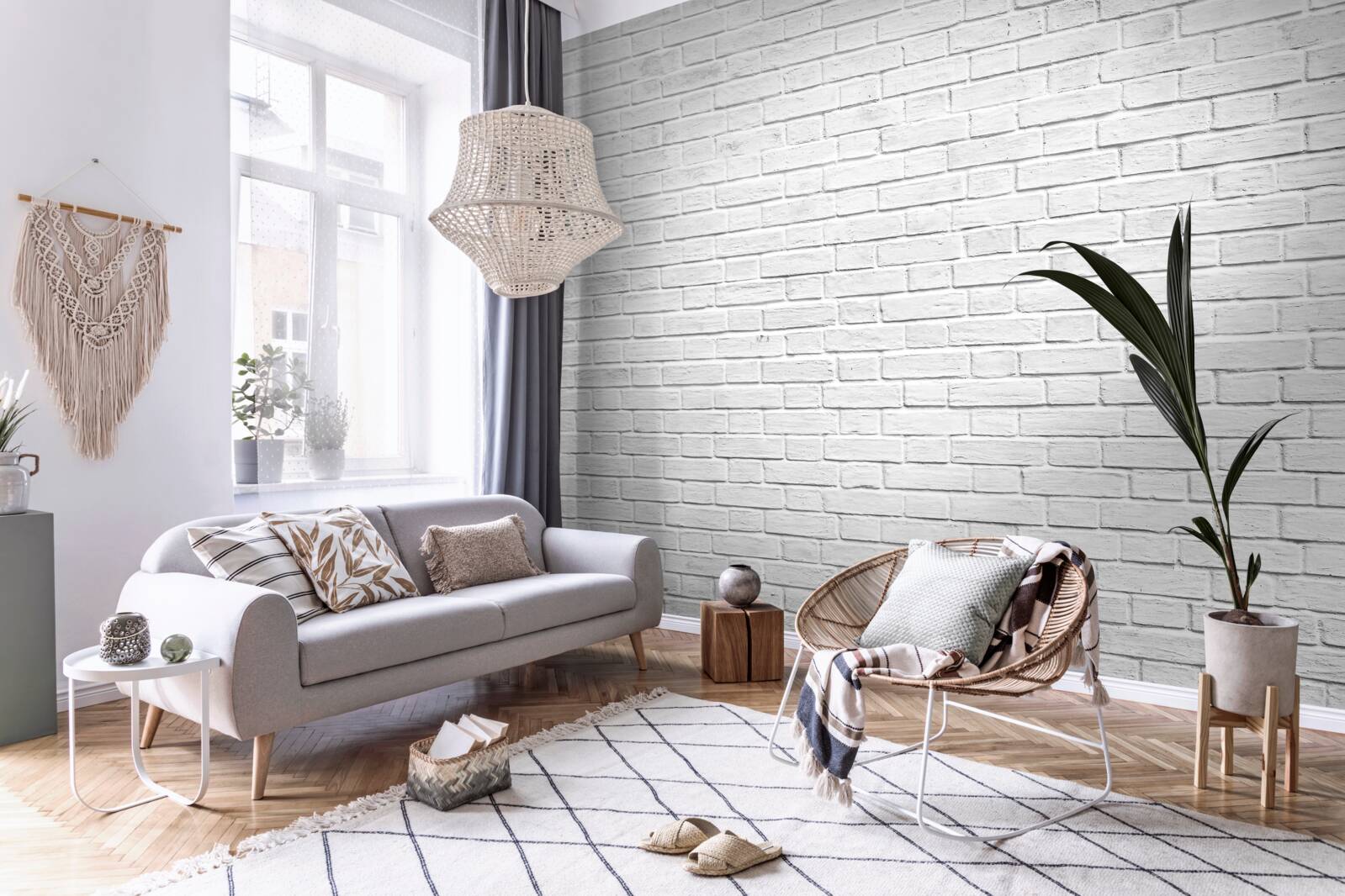 Papier peint mur de briques blanches