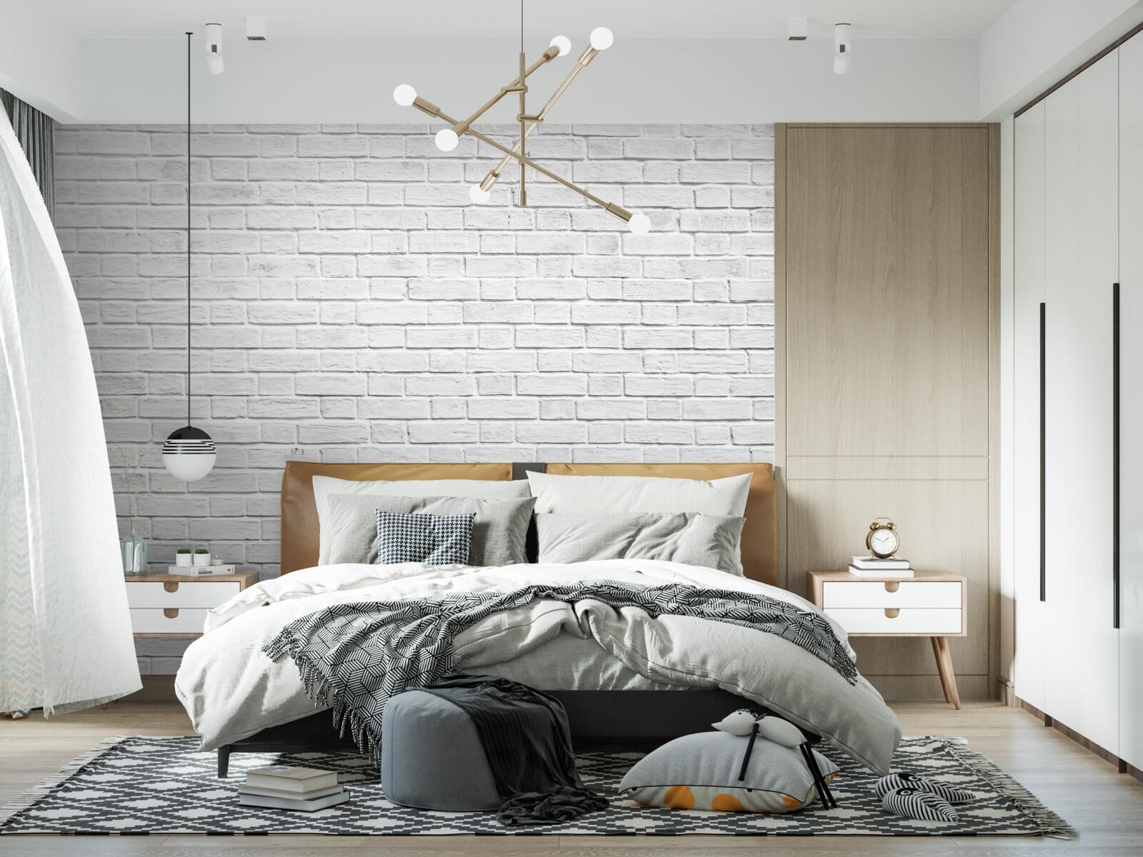 Papier peint mur de briques blanches