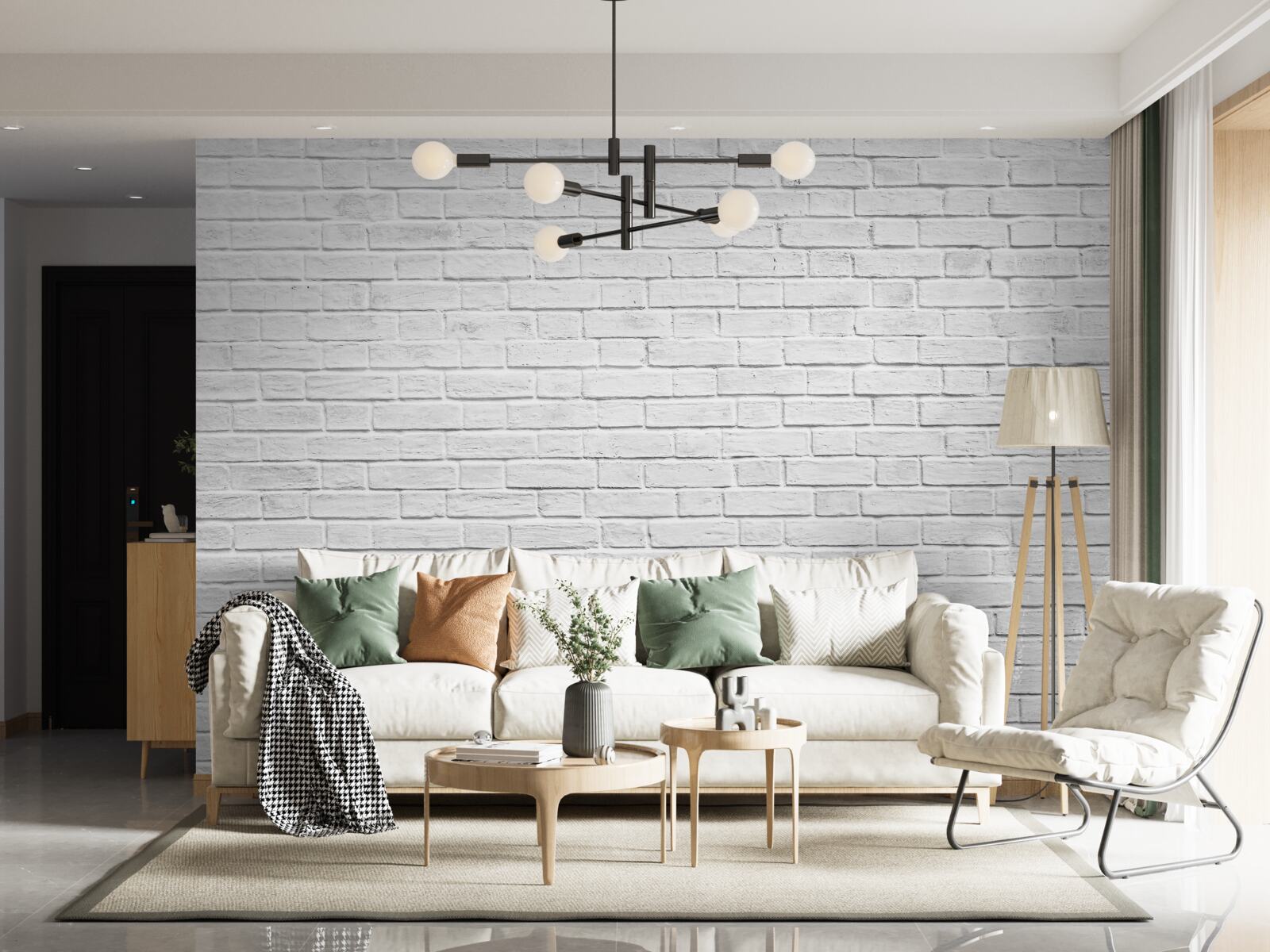 Papier peint mur de briques blanches