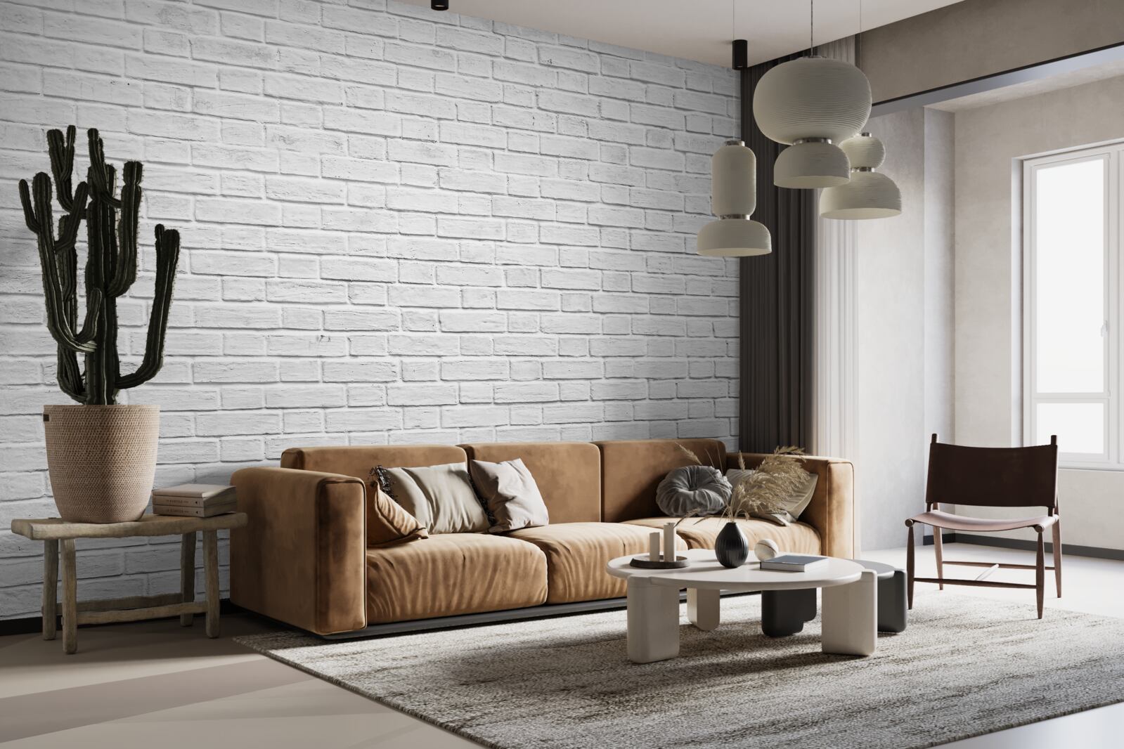 Papier peint mur de briques blanches