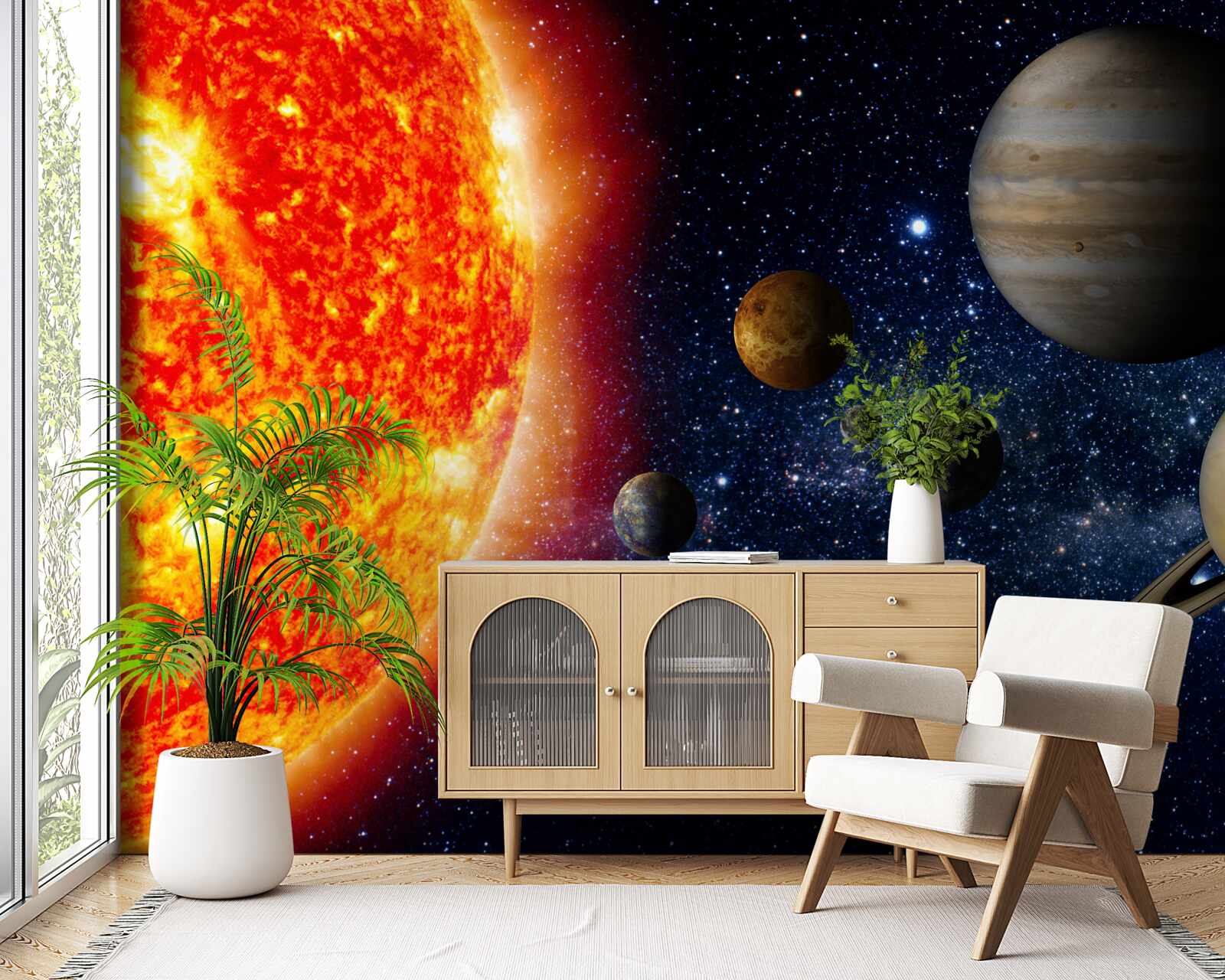 Papier peint les planètes tournant autour du soleil