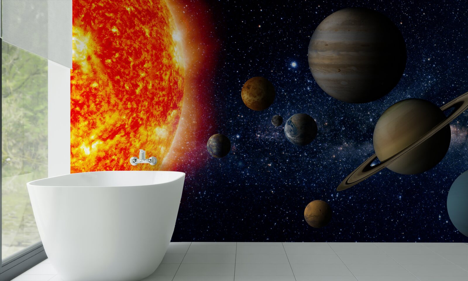 Papier peint les planètes tournant autour du soleil