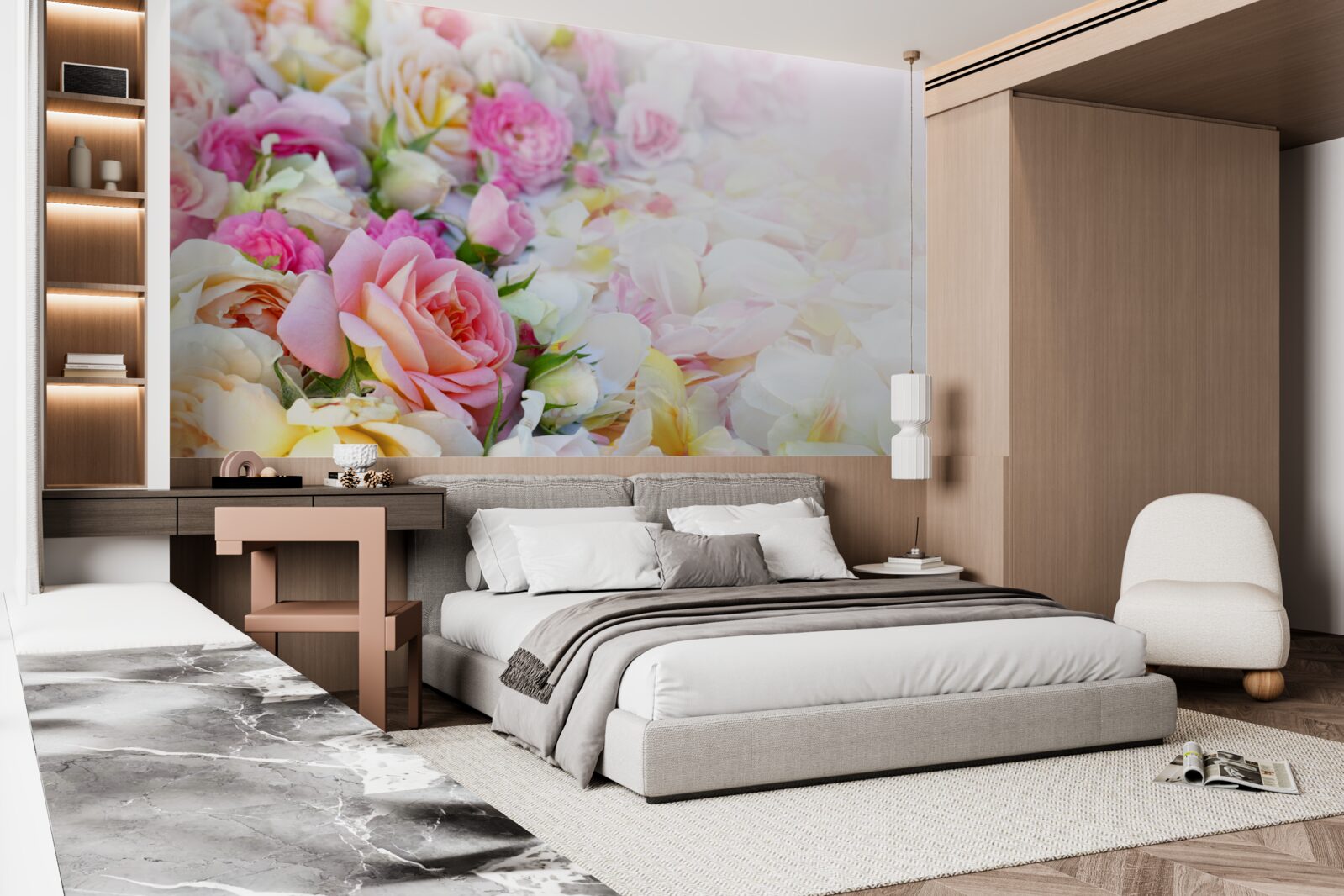 Papier peint bouquet de fleurs d'été luxuriantes