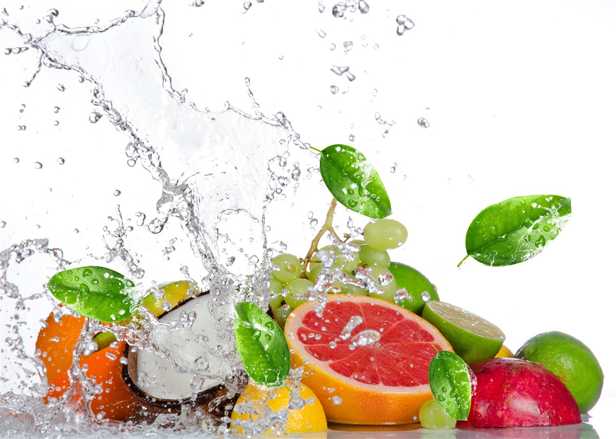 Papier peint fruits de saison et eau de coco