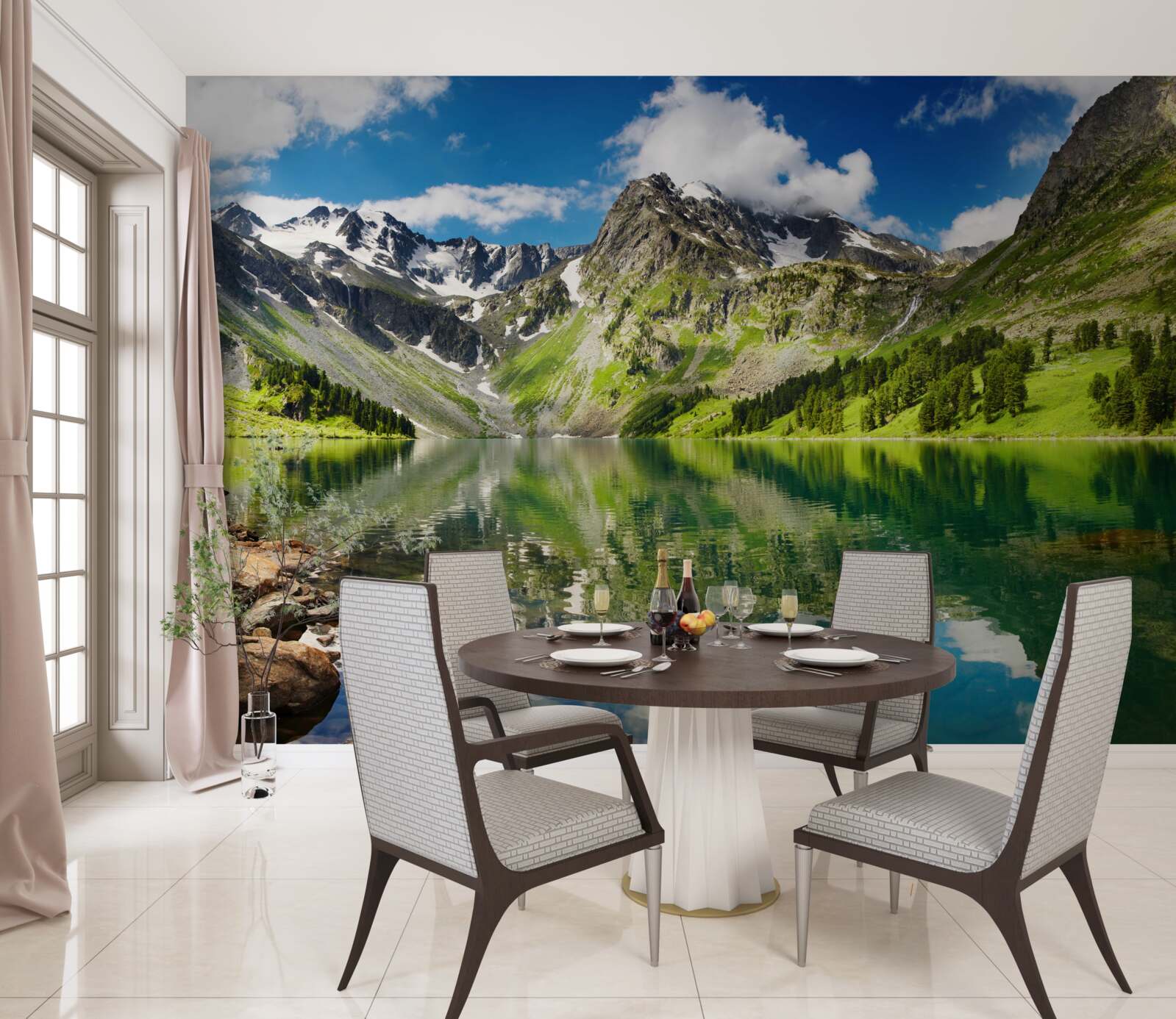 Papier peint reflet du paysage dans l'eau
