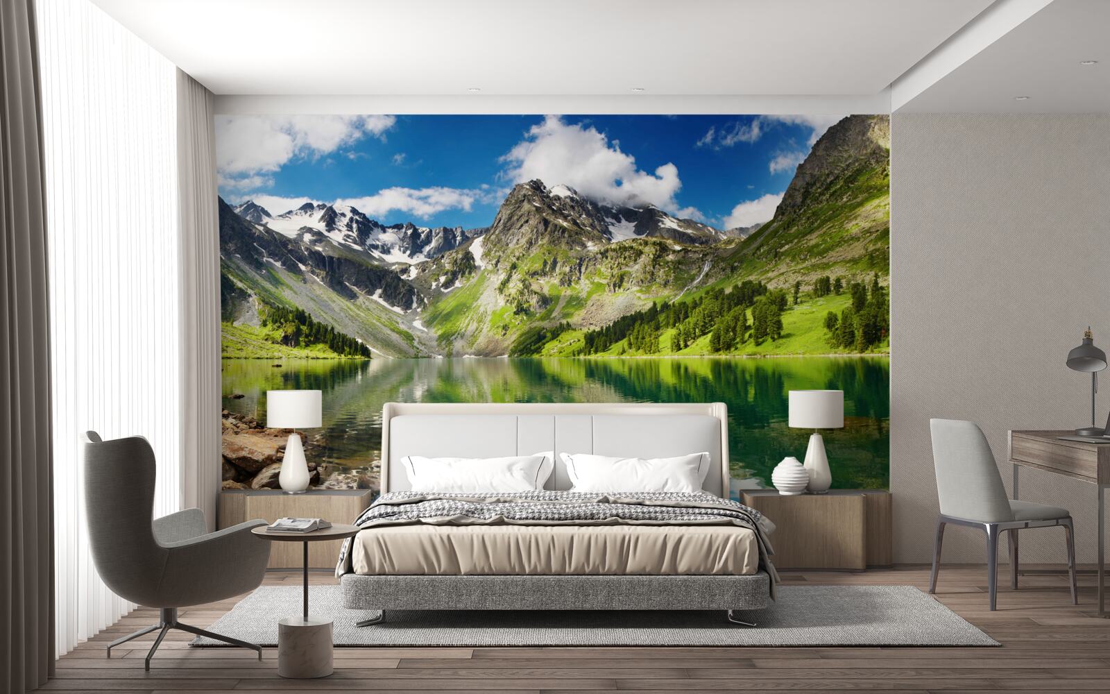 Papier peint reflet du paysage dans l'eau