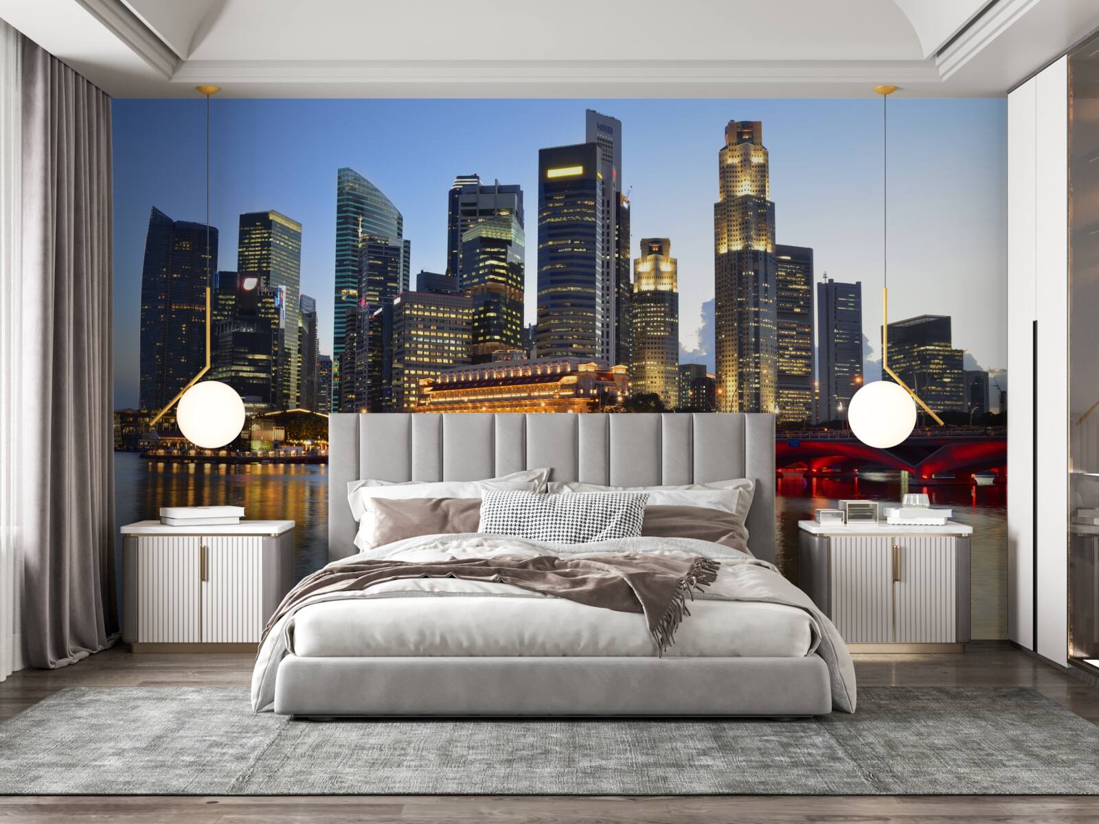 Papier peint les lumières du soir d'une grande ville