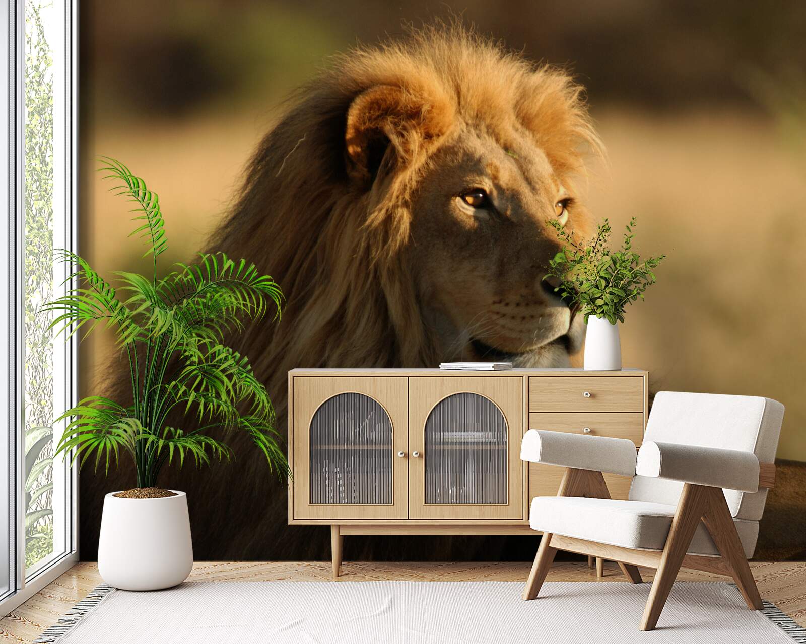 Papier peint le lion adulte chasse sa proie