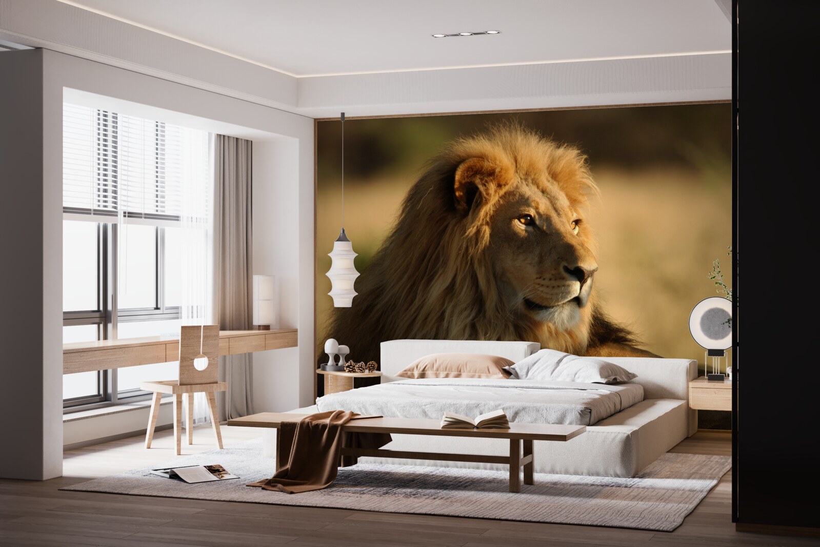 Papier peint le lion adulte chasse sa proie