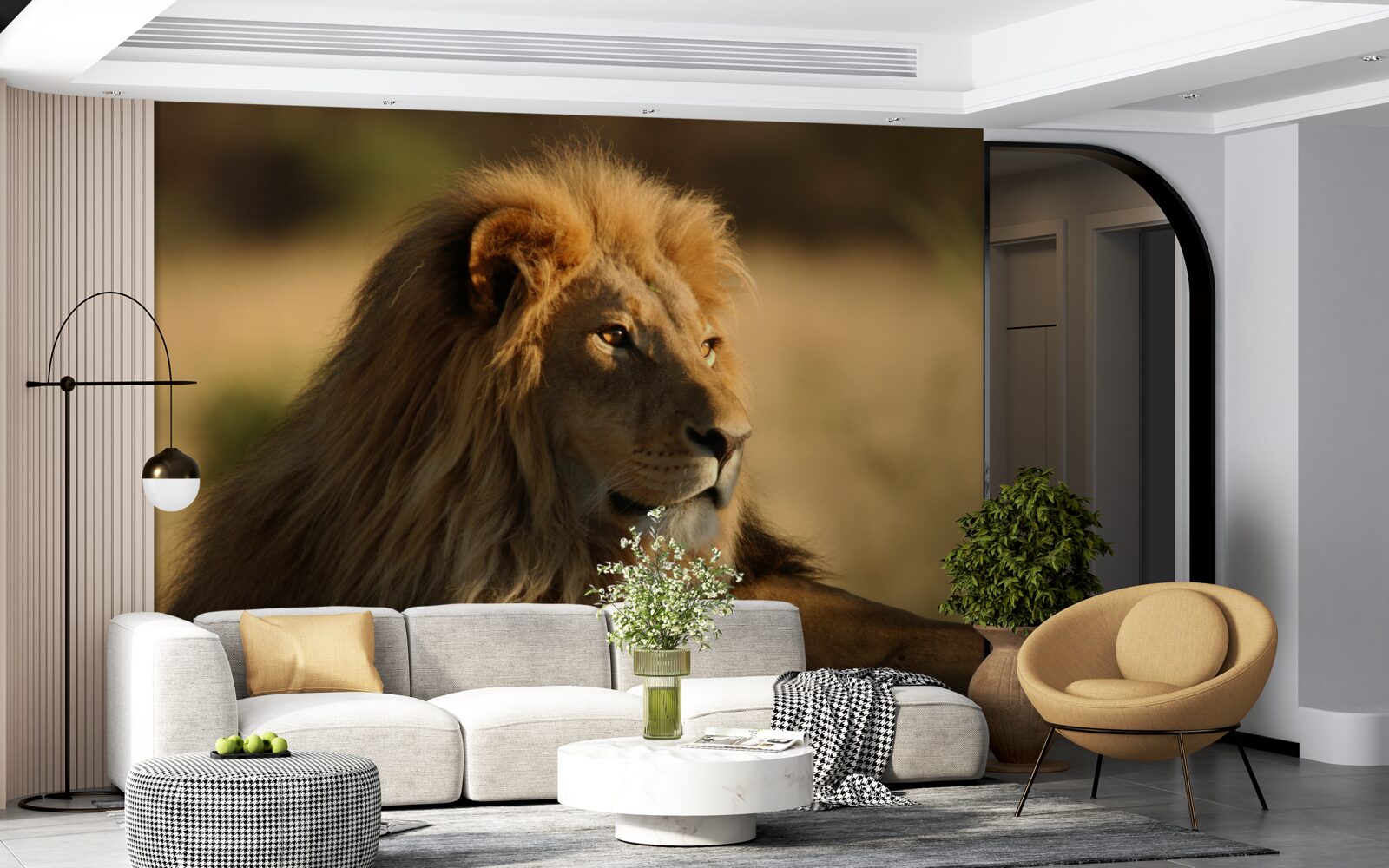 Papier peint le lion adulte chasse sa proie
