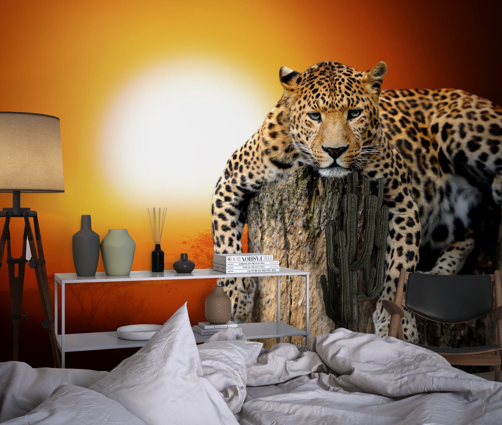 Papier peint léopard profitant du coucher de soleil