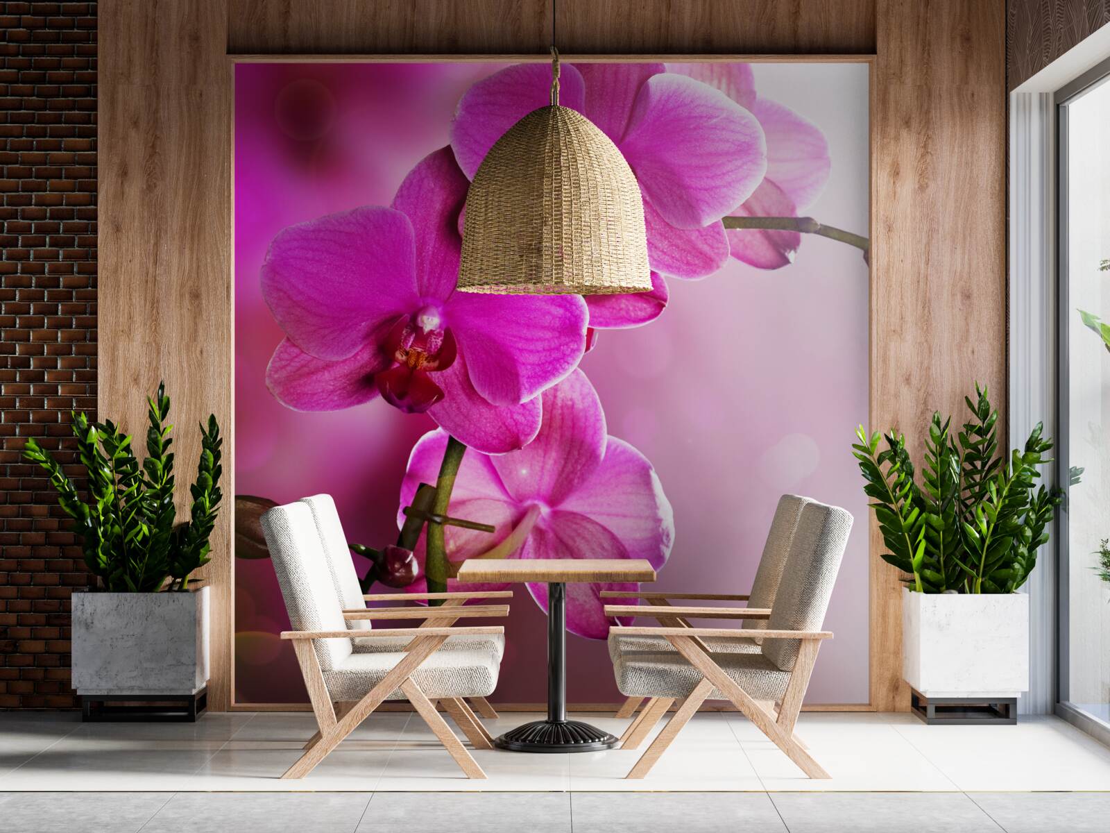 Papier peint une gracieuse branche d'orchidée lilas au soleil
