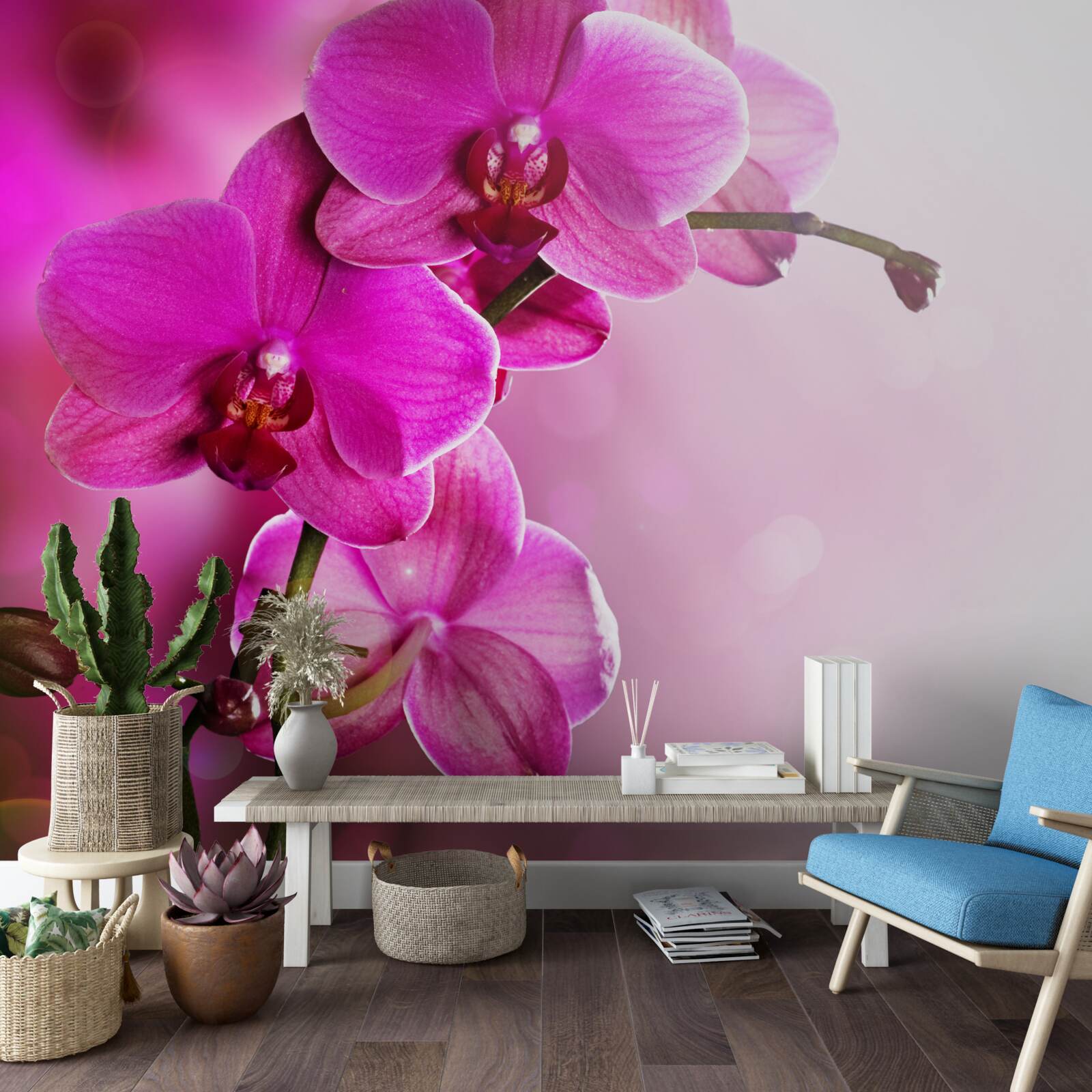 Papier peint une gracieuse branche d'orchidée lilas au soleil