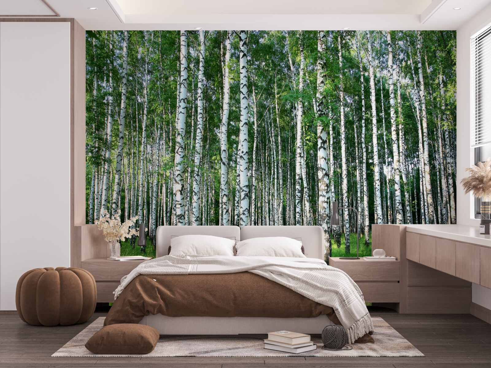 Papier peint les bouleaux élancés en décoration d'été