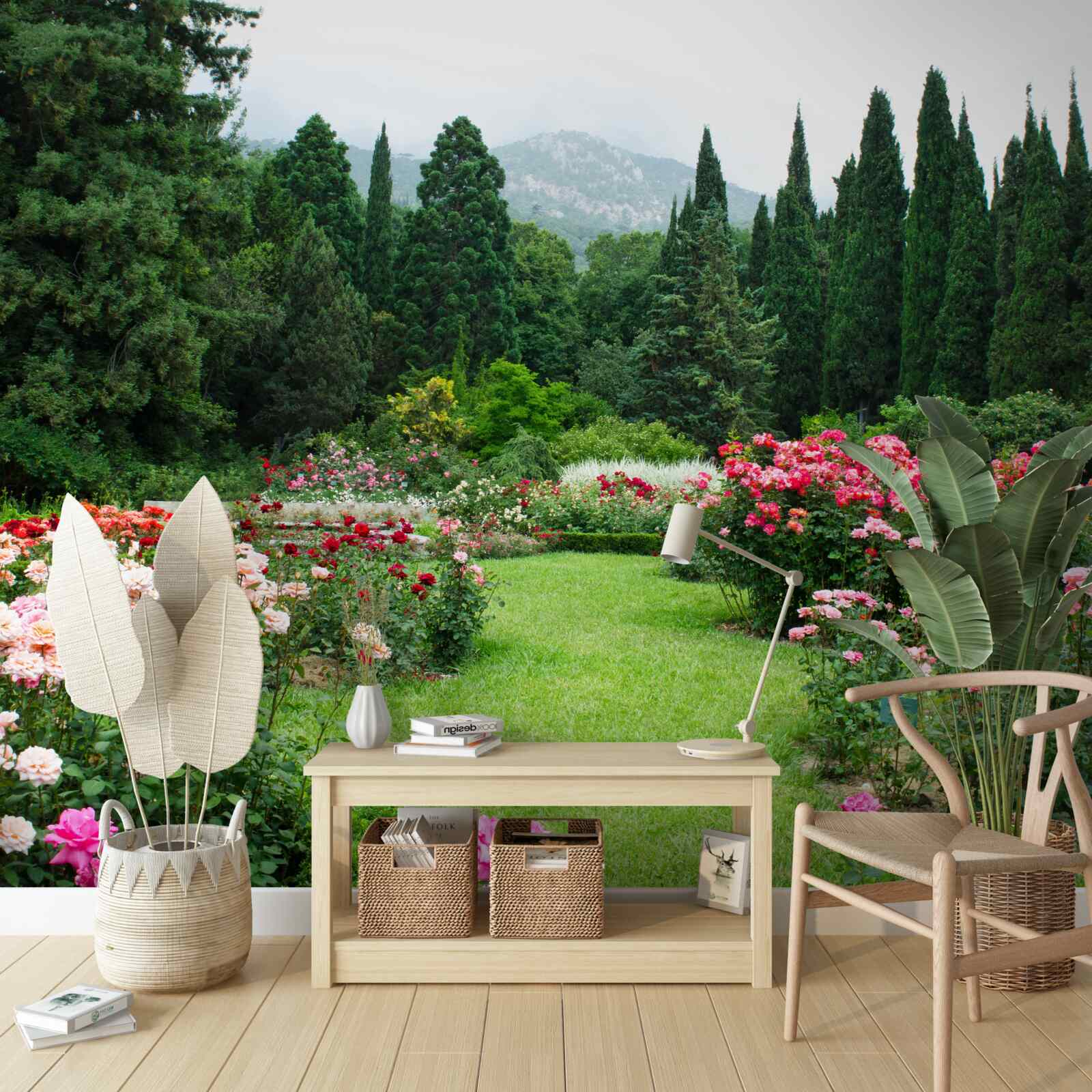 Papier peint fleurs dans le jardin près de la maison