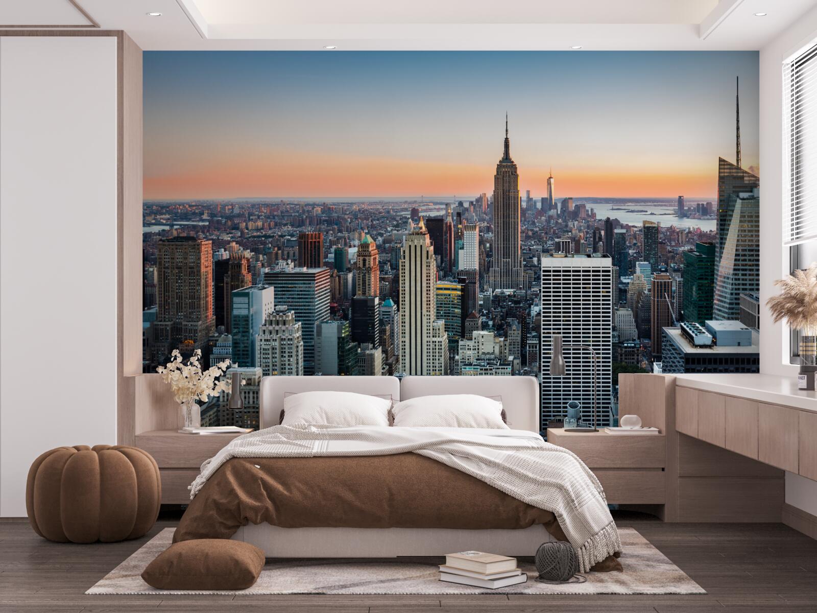 Papier peint horizon de la ville depuis un toit à new york