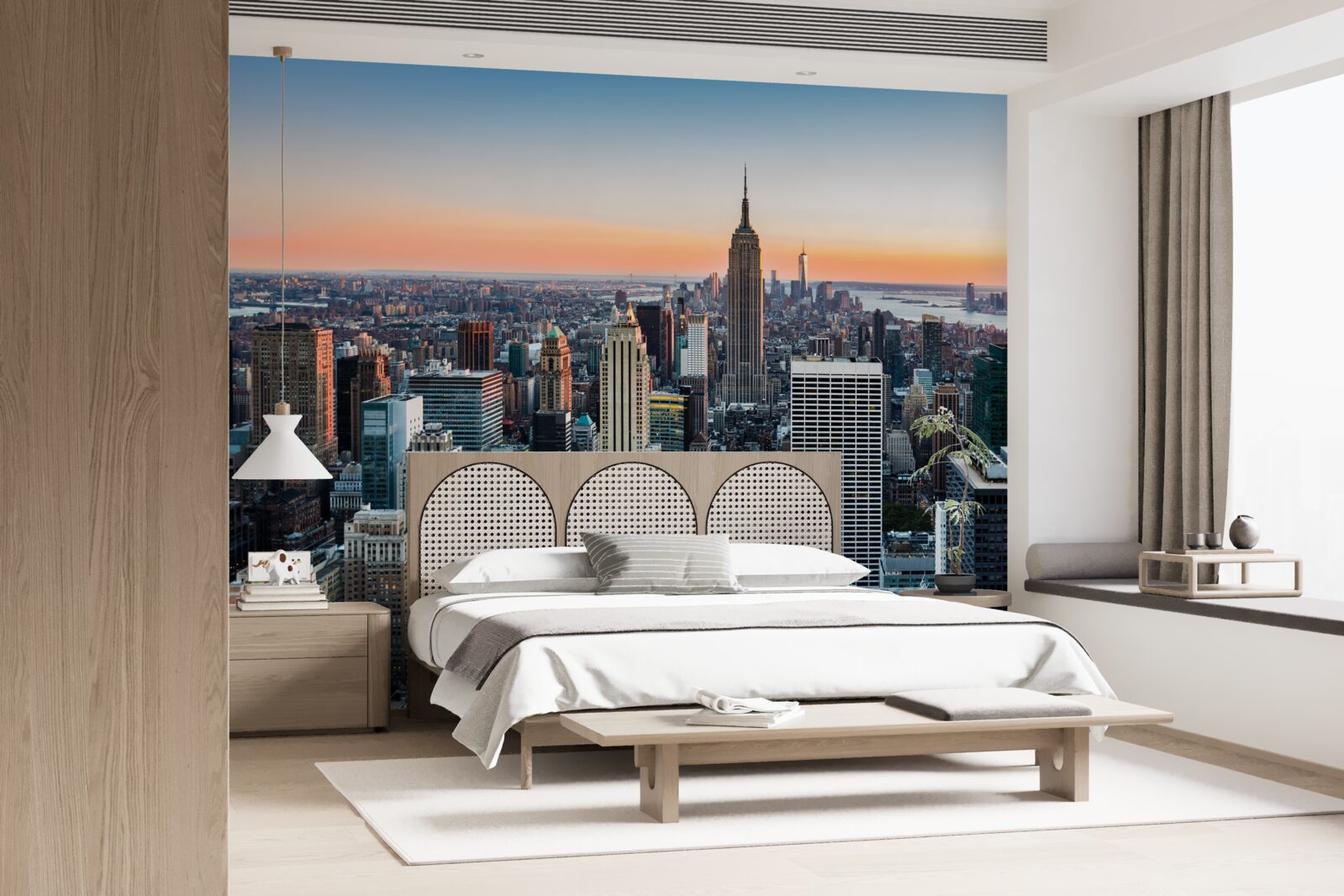 Papier peint horizon de la ville depuis un toit à new york