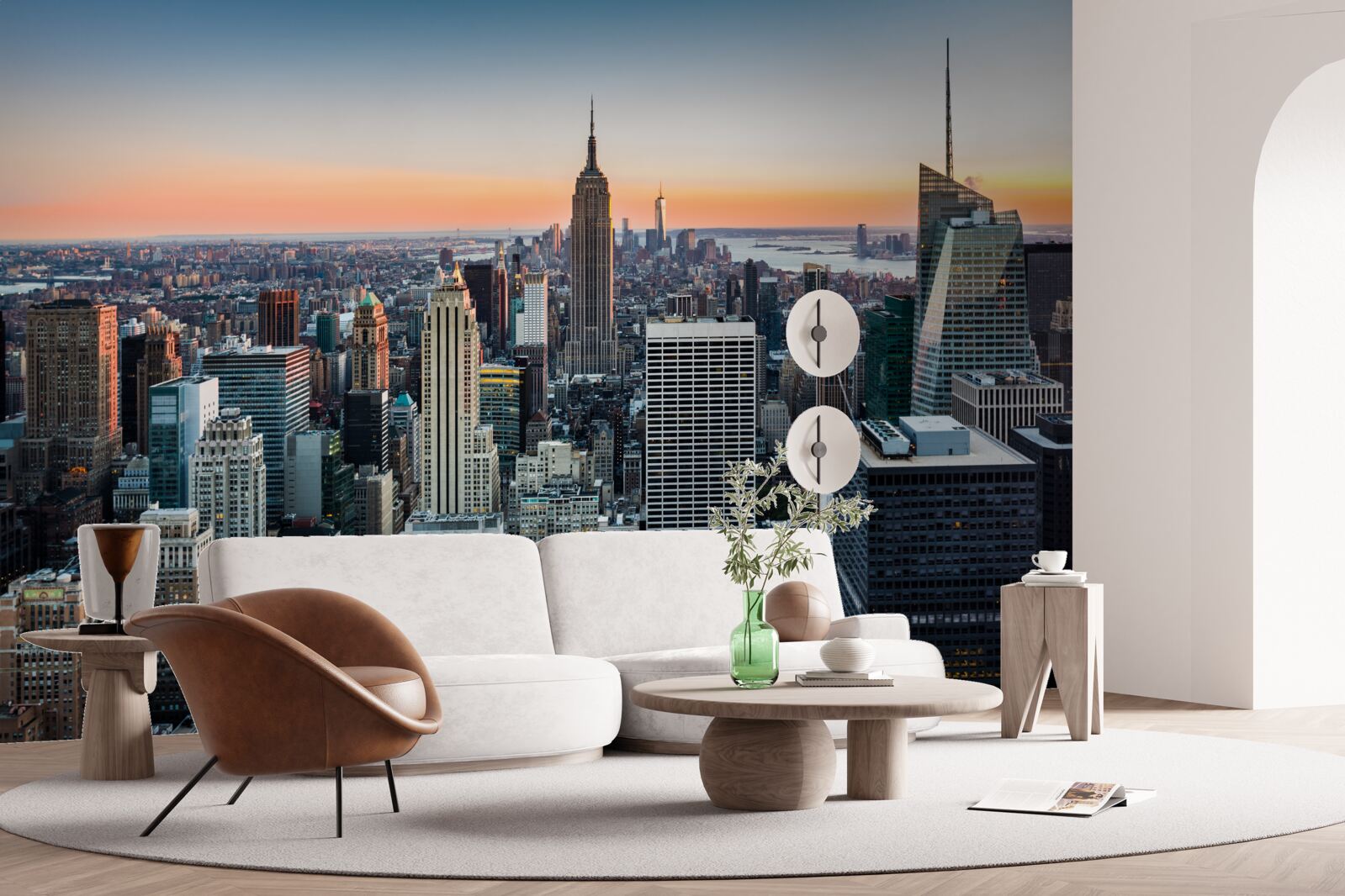 Papier peint horizon de la ville depuis un toit à new york