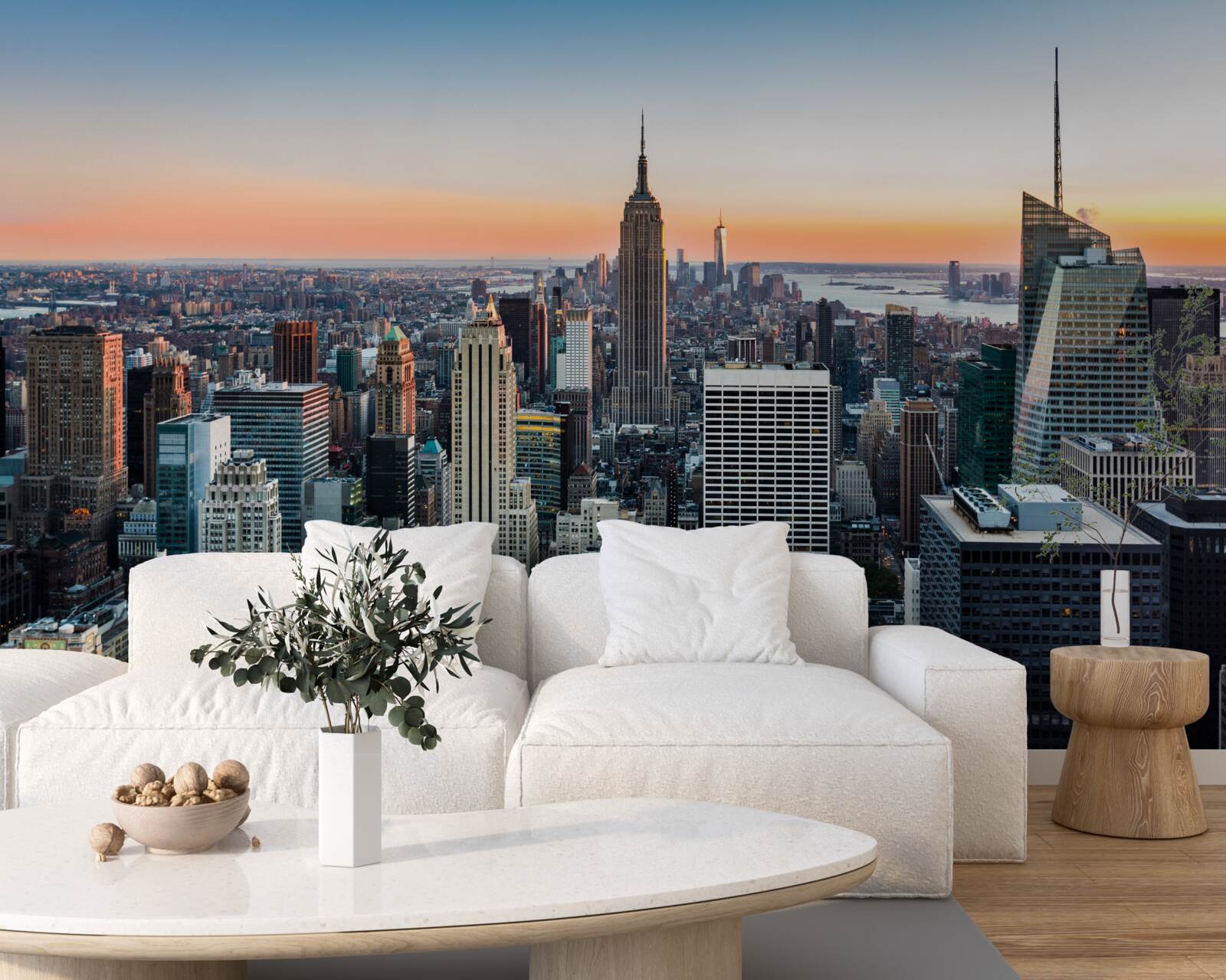 Papier peint horizon de la ville depuis un toit à new york