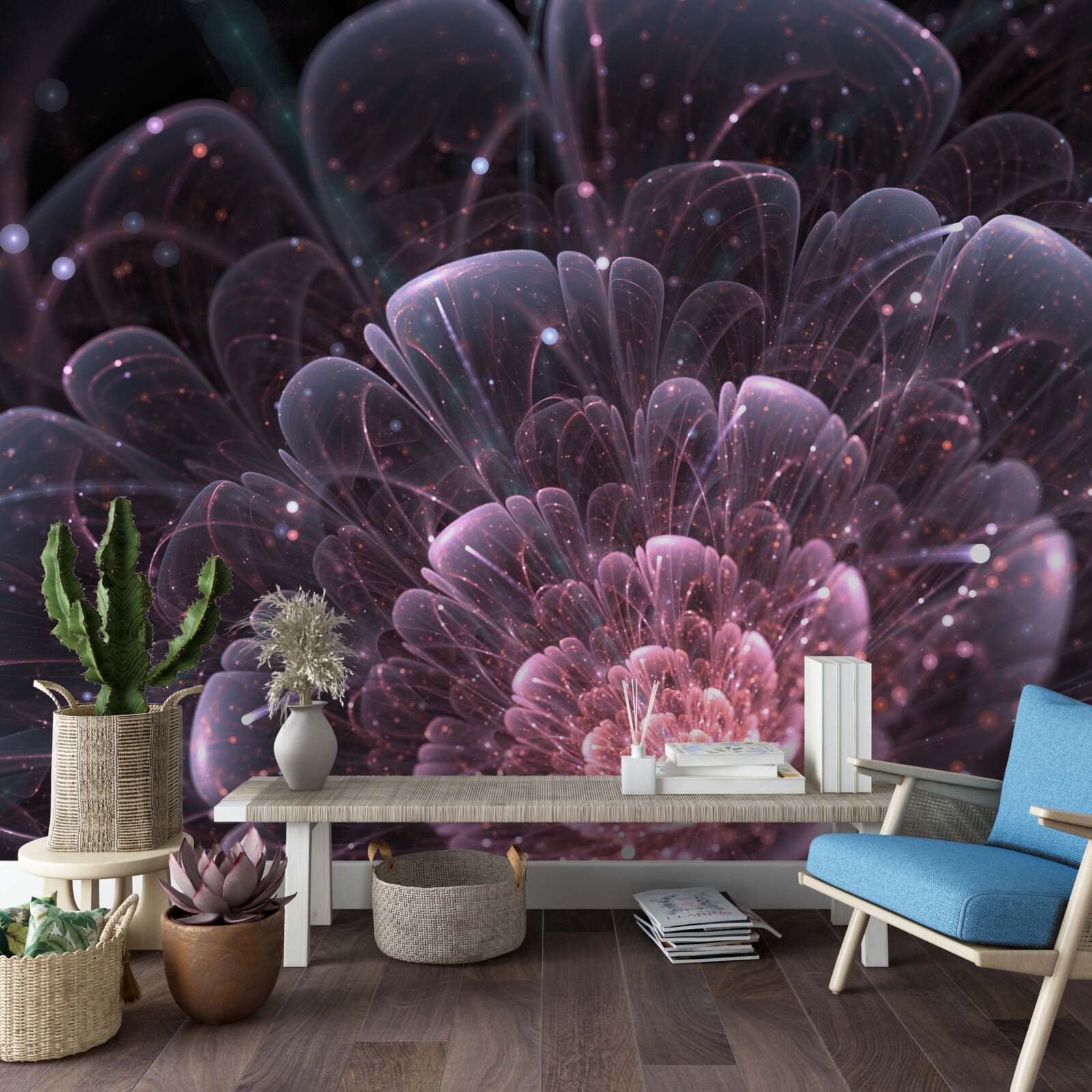 Papier peint abstraction cosmique dans une peinture de lotus