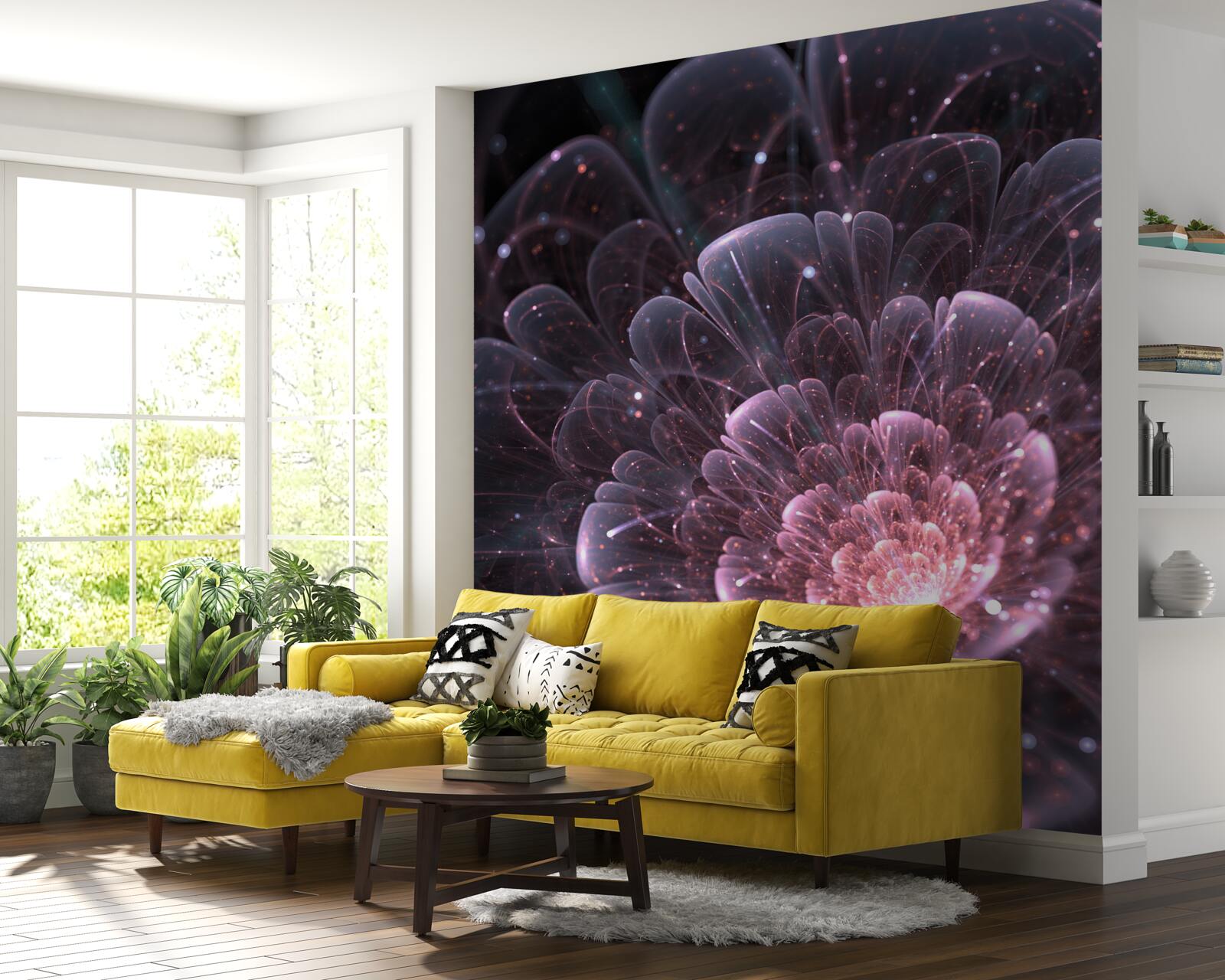 Papier peint abstraction cosmique dans une peinture de lotus