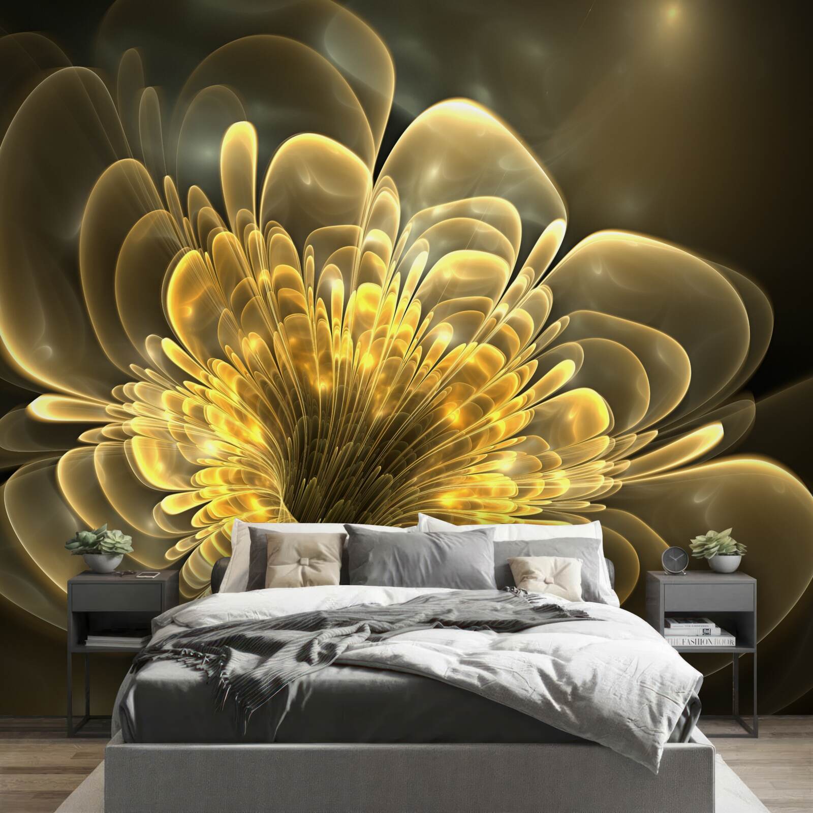 Papier peint bourgeon jaune transparent