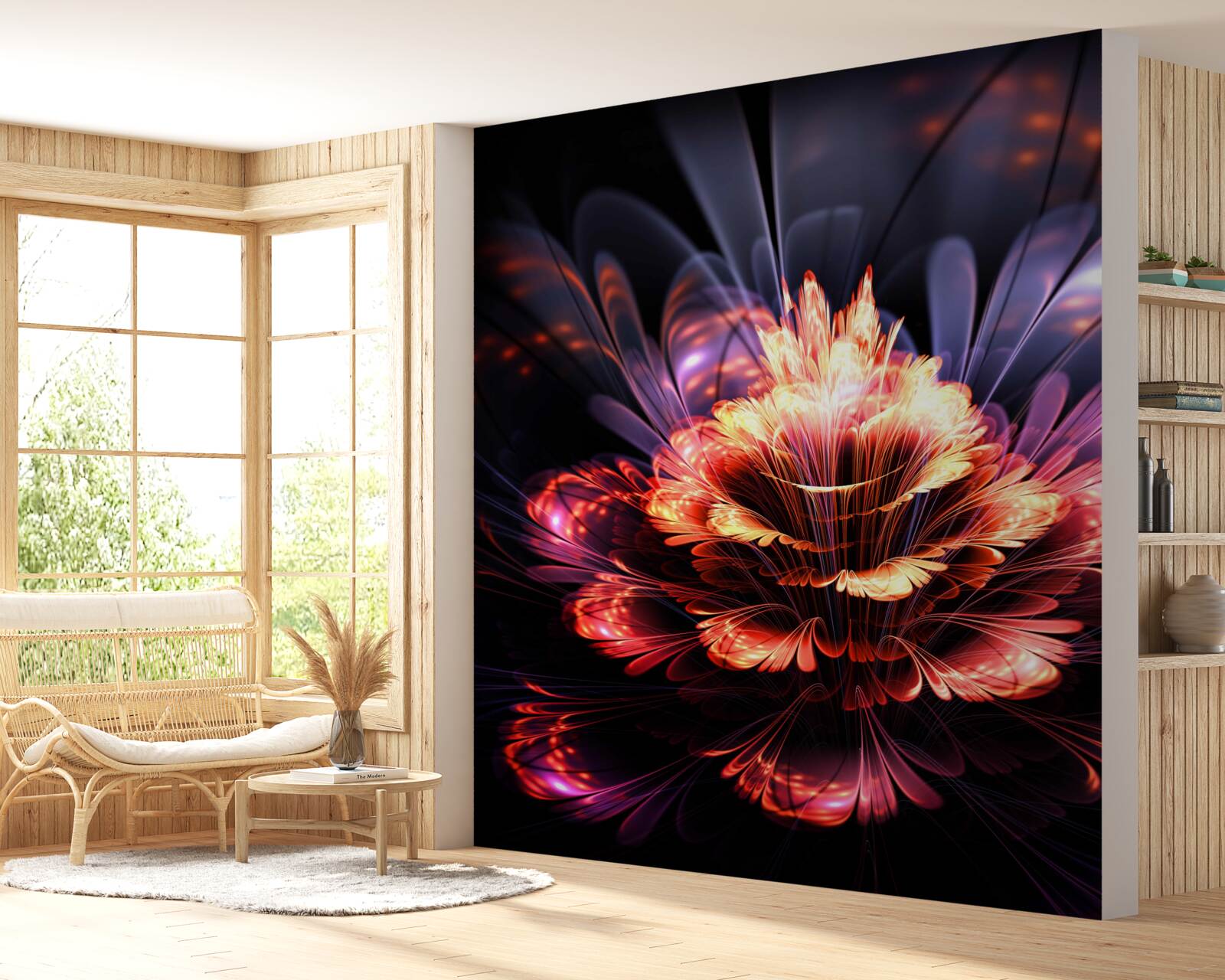 Papier peint lotus aux pétales rouges