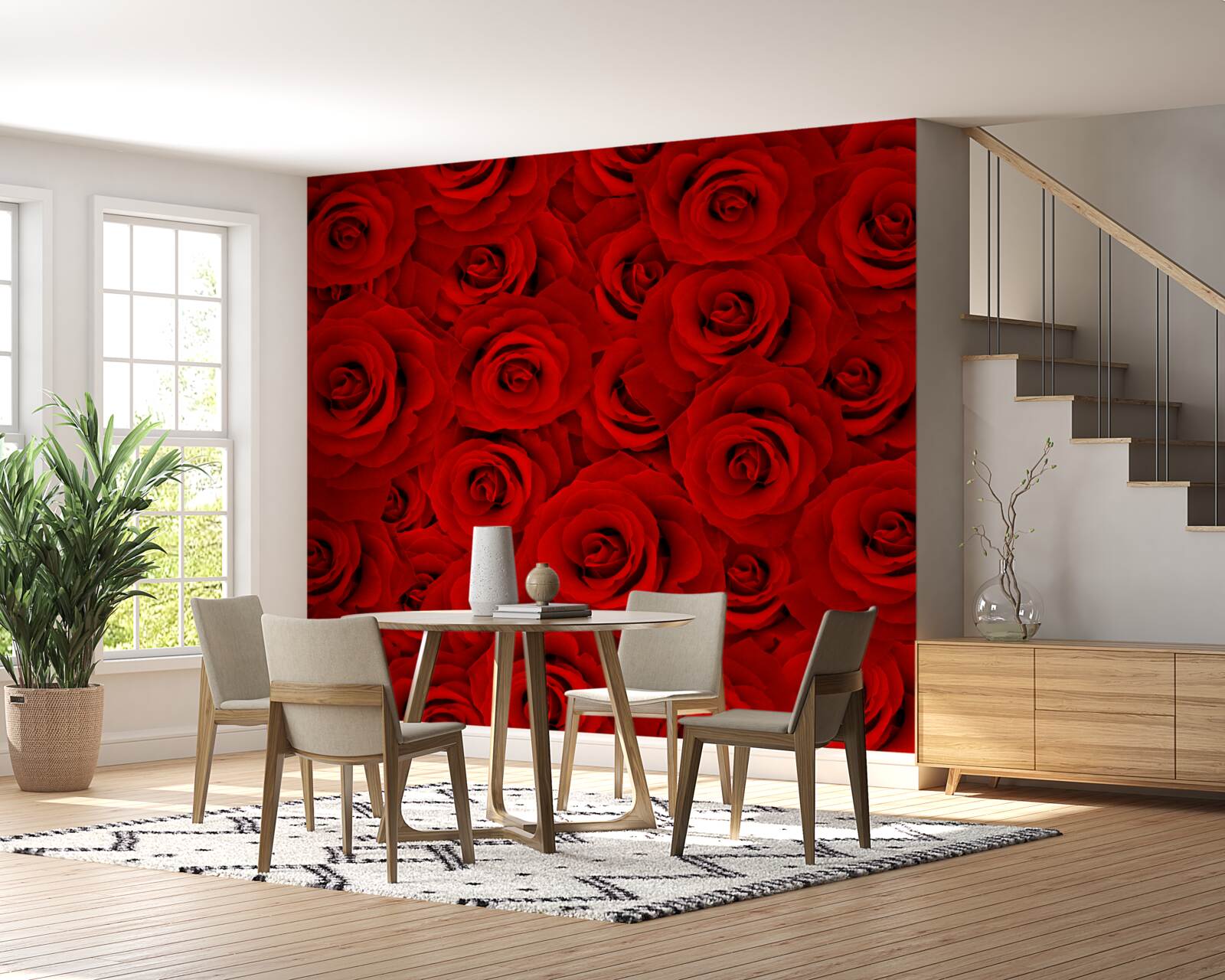 Papier peint de nombreuses roses rouges