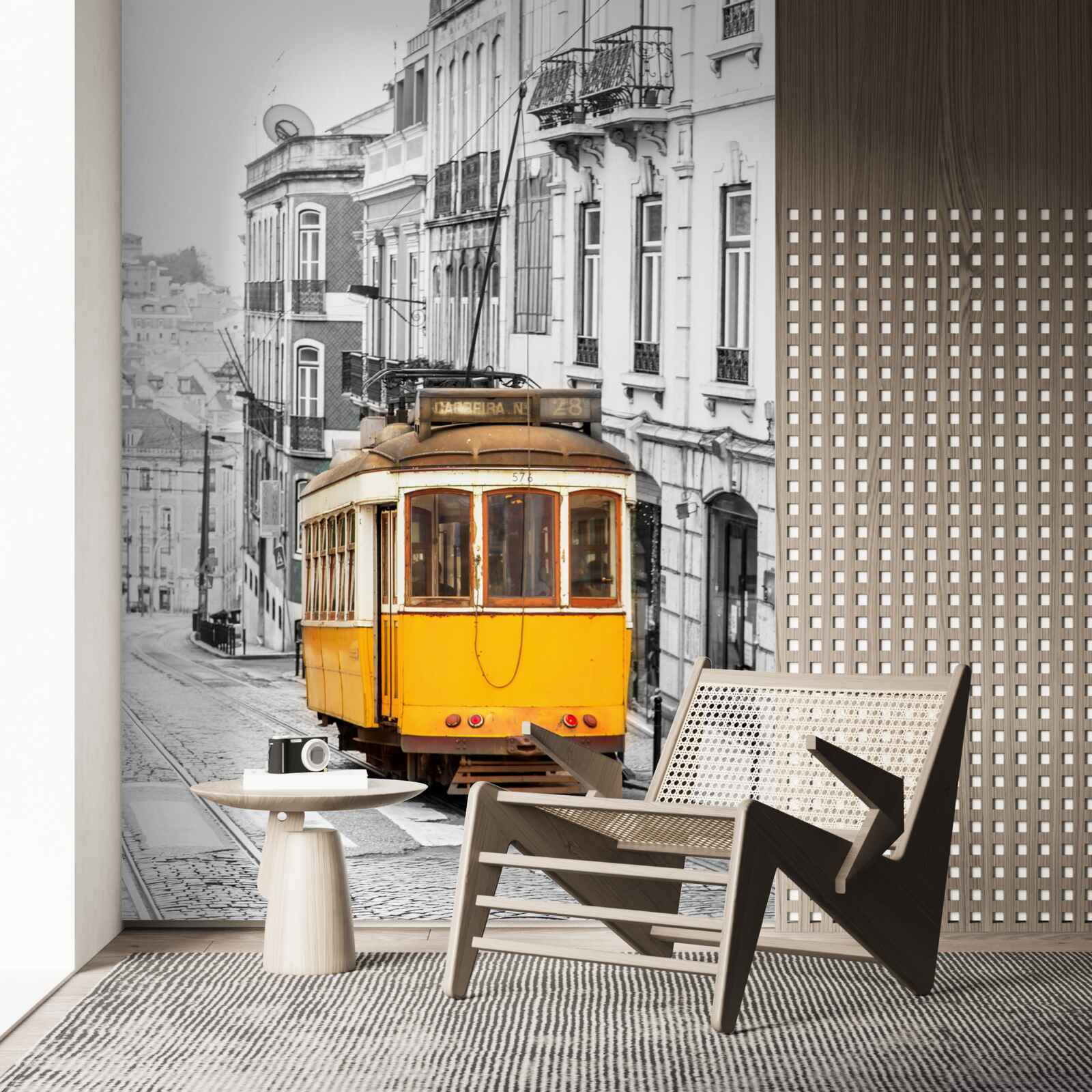 Papier peint Tramway jaune dans les collines de San Francisco