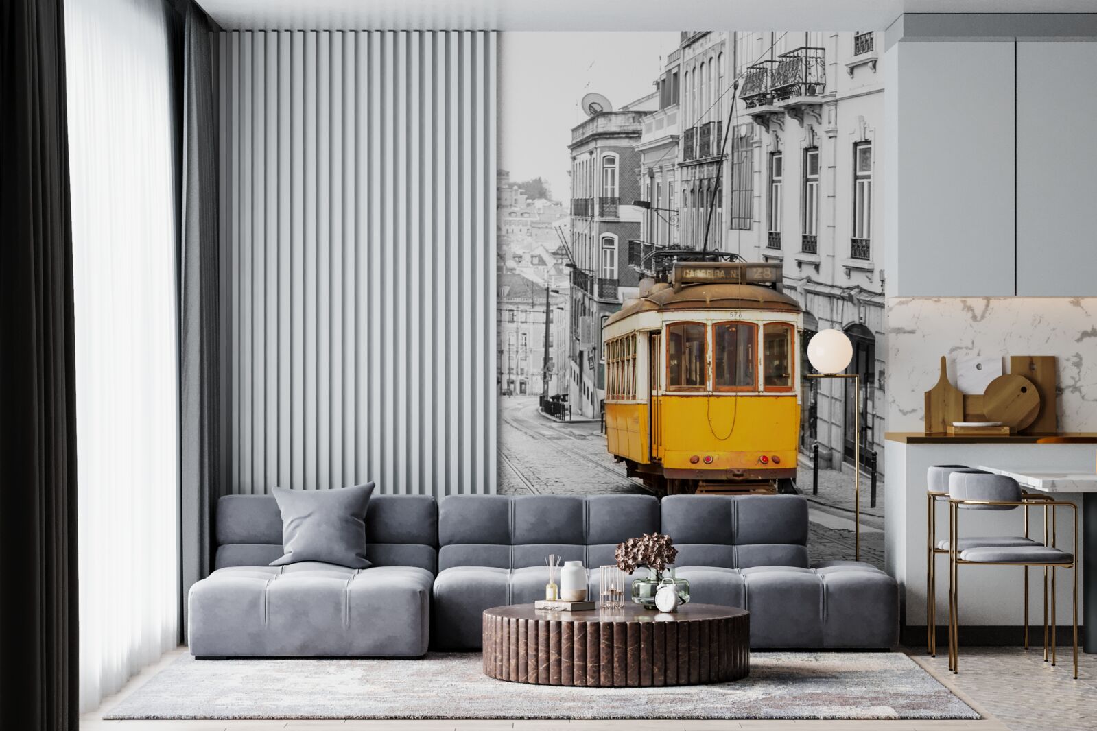 Papier peint Tramway jaune dans les collines de San Francisco