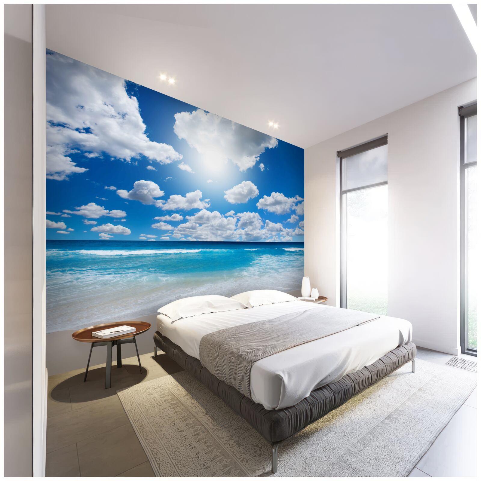 Papier peint plage avec eau bleue et mer calme