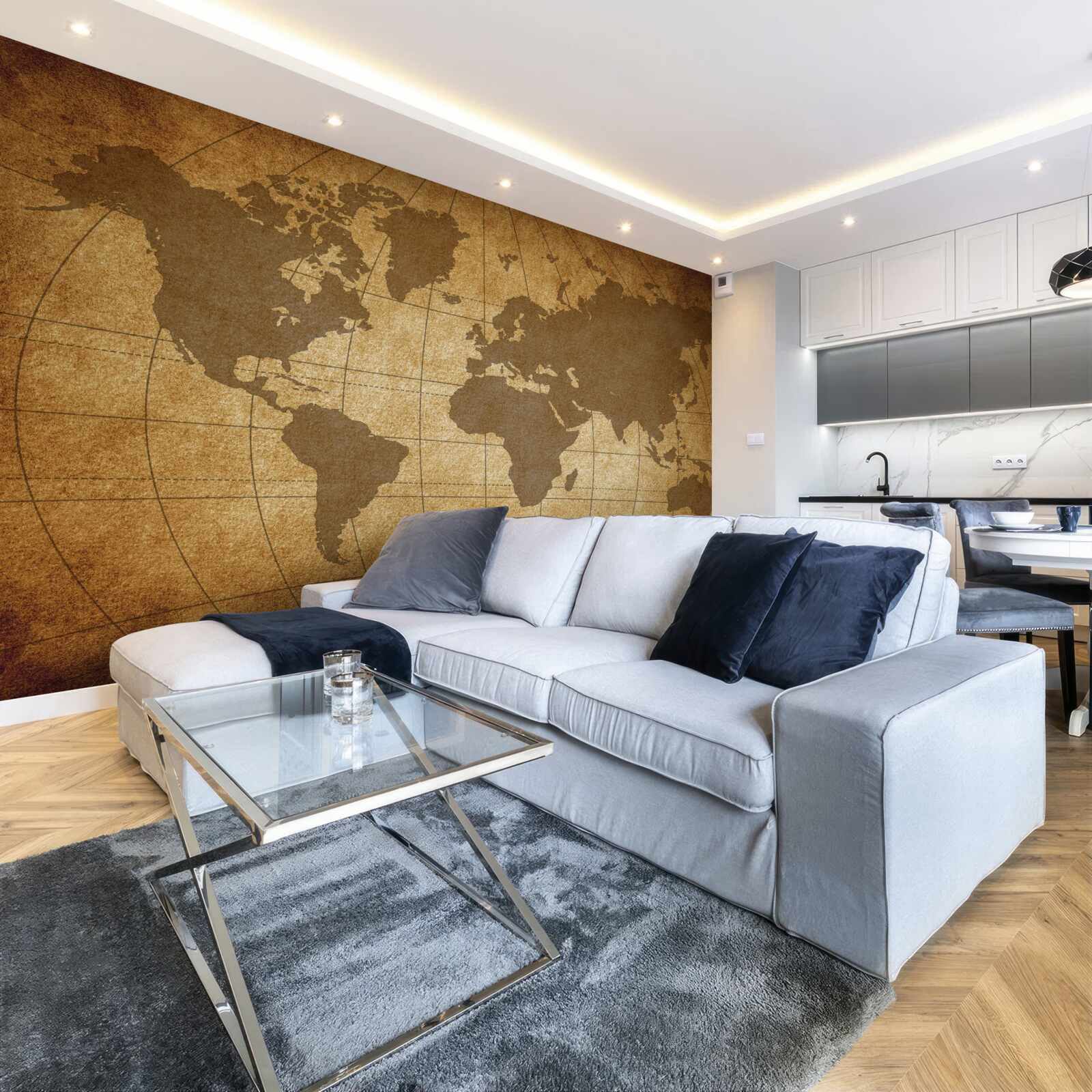 Papier peint globe terrestre disposé comme une carte du monde