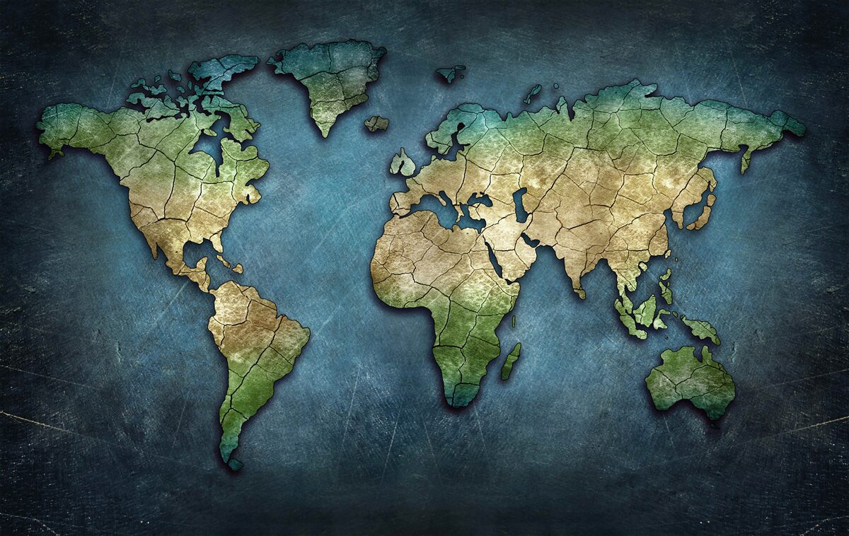 Papier peint carte du monde avec indication des zones forestières