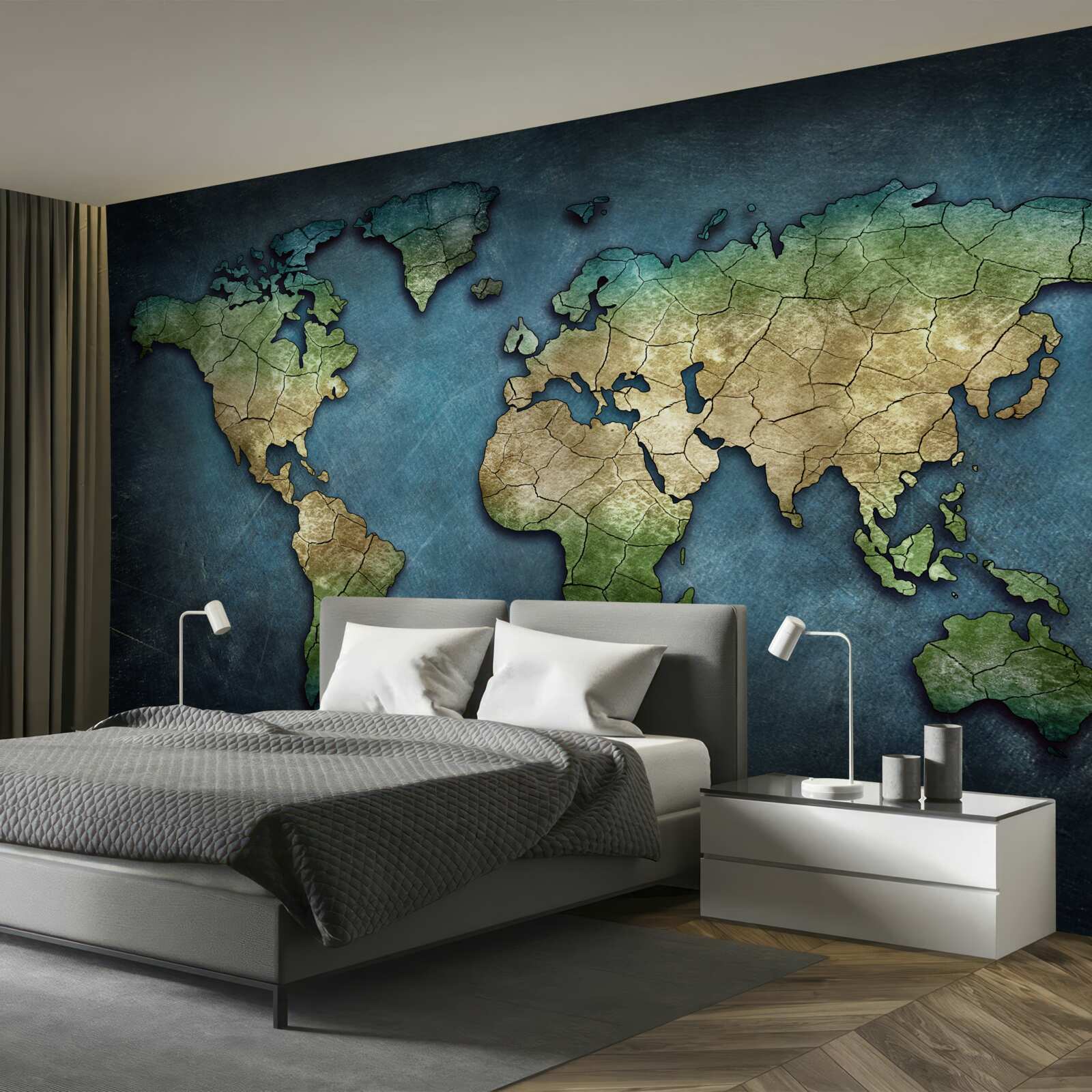 Papier peint carte du monde avec indication des zones forestières