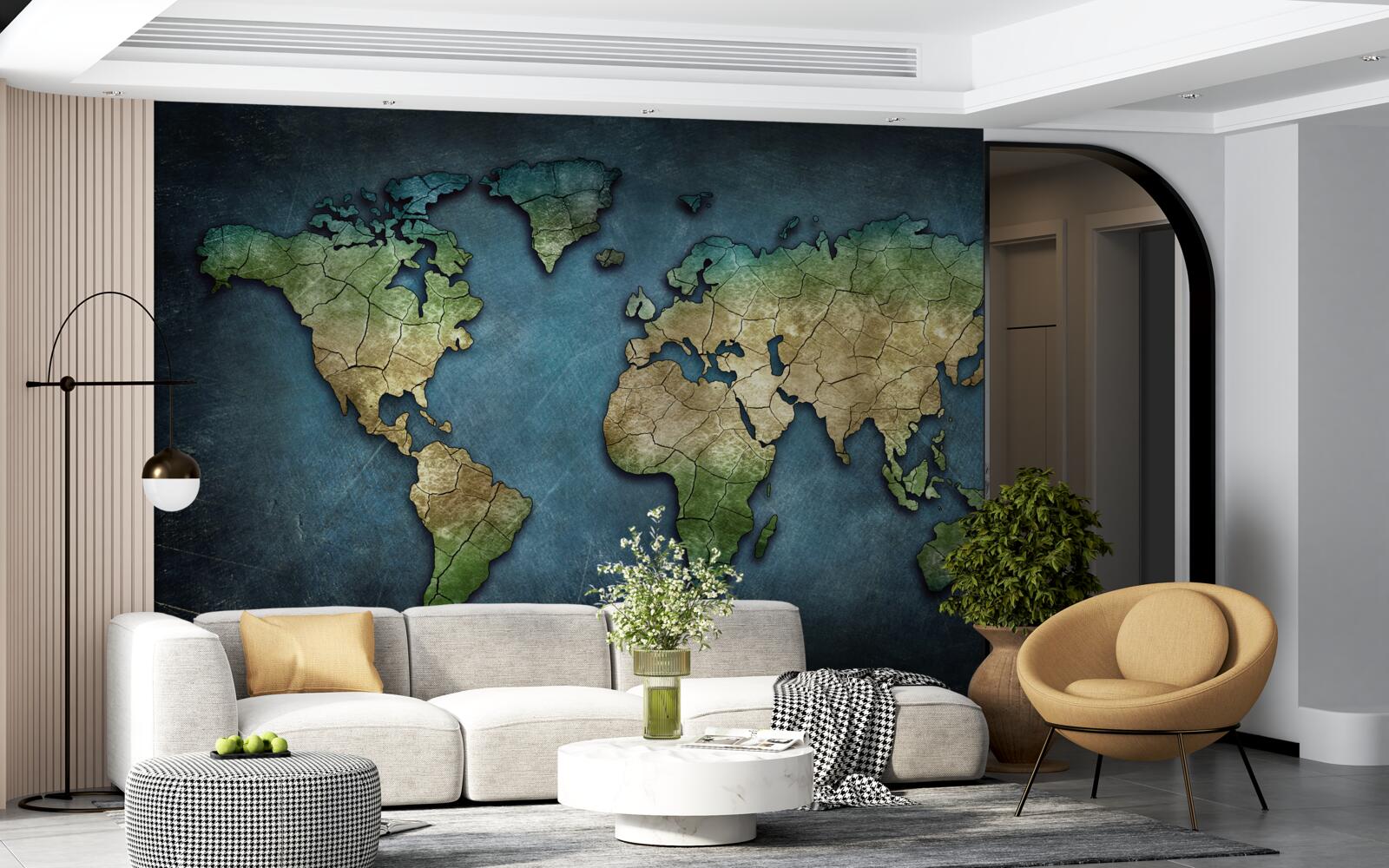 Papier peint carte du monde avec indication des zones forestières