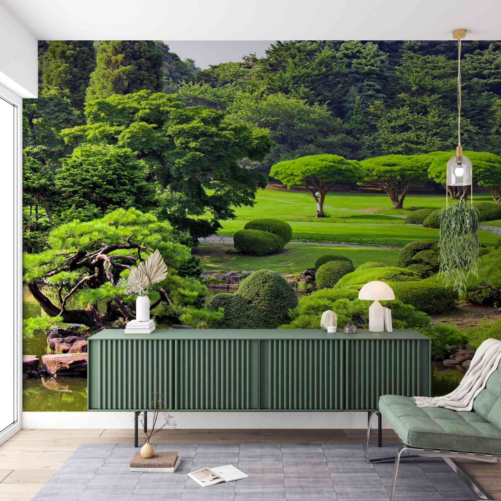 Papier peint des jardins couverts de verdure en été