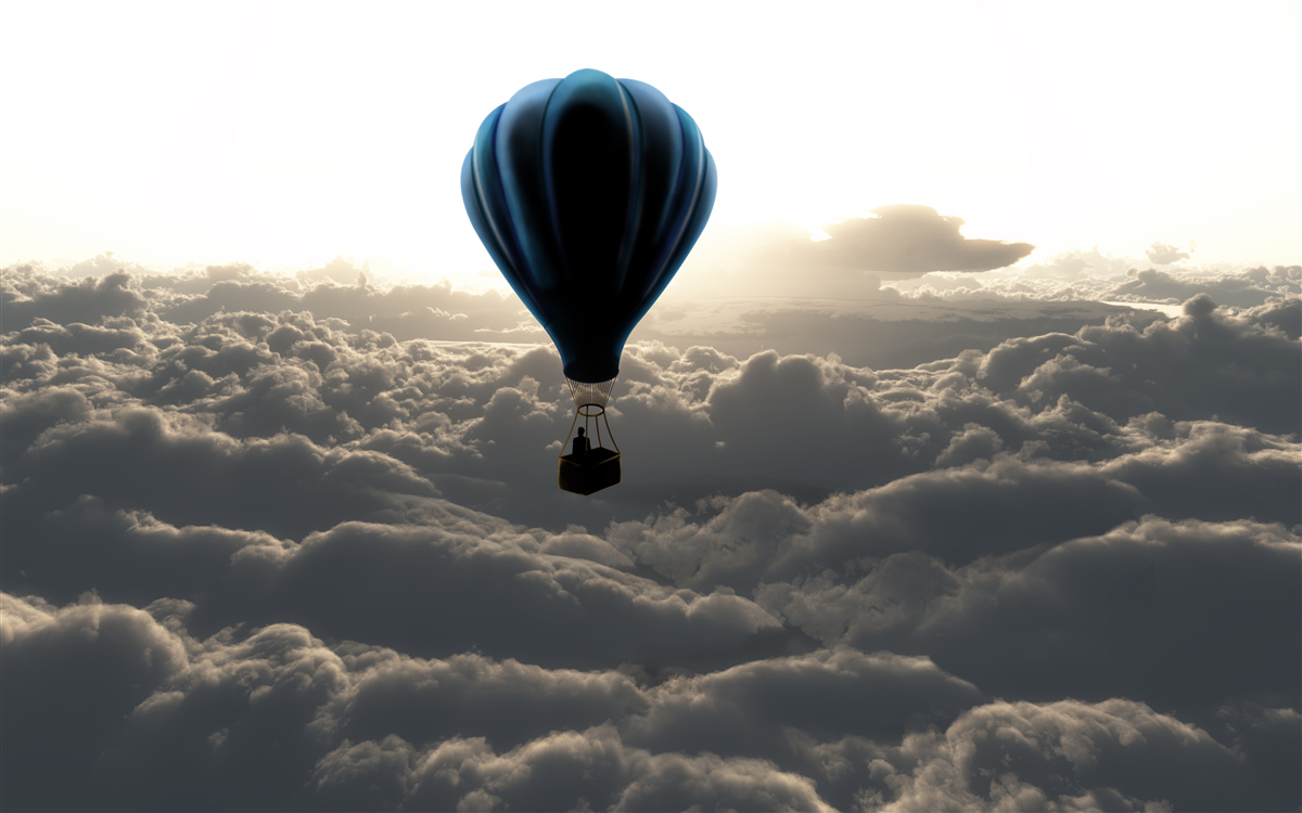 Papier peint le ballon s'élève au-dessus des nuages denses