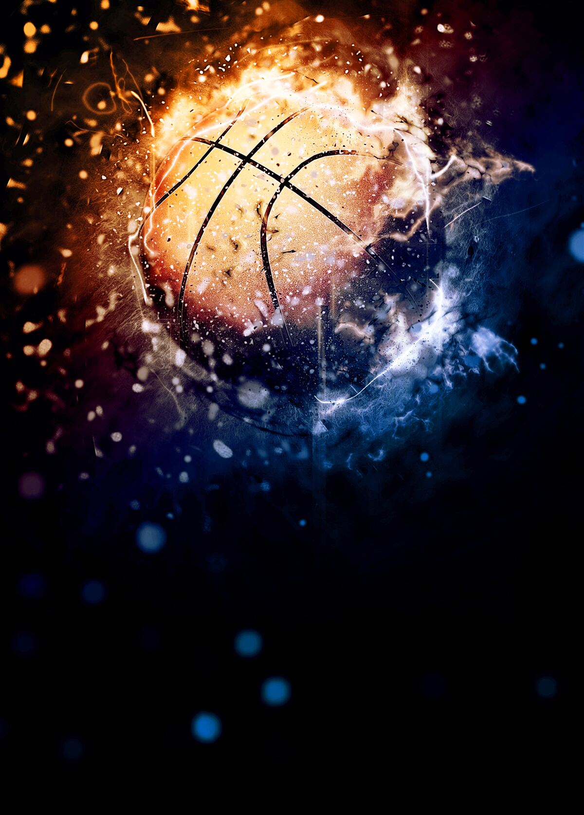 Papier peint basket-ball en feu