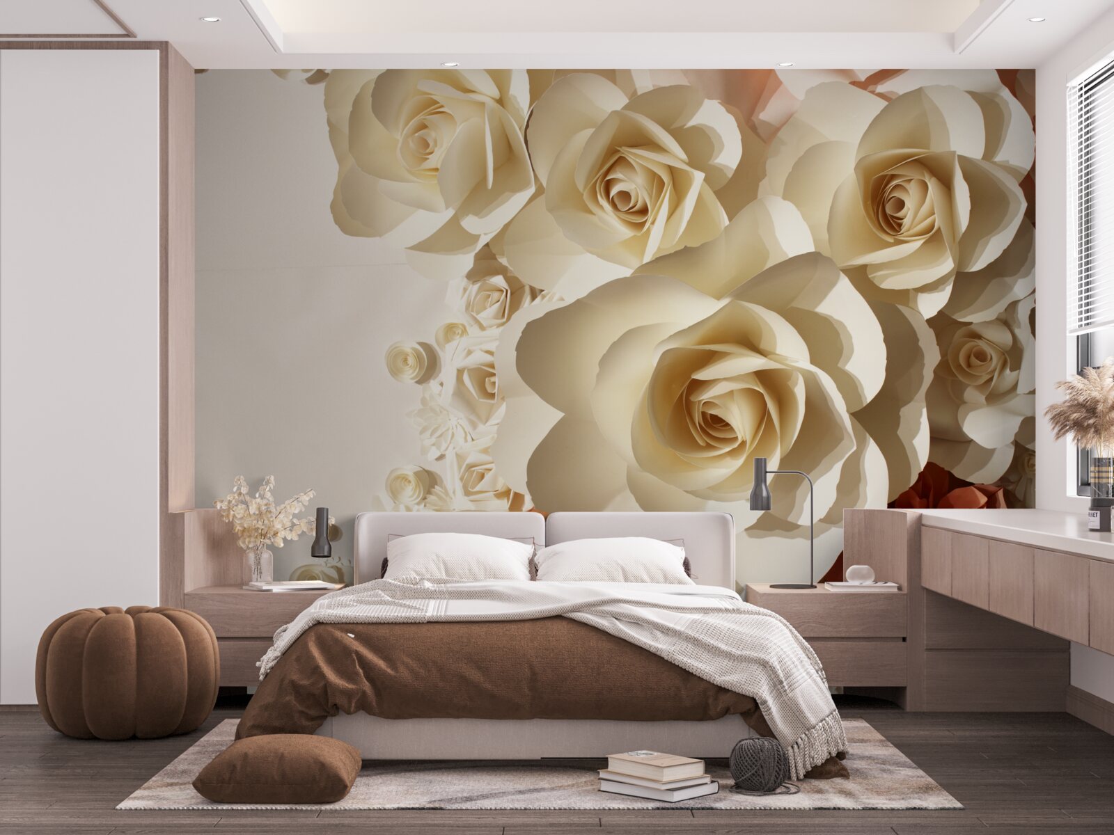 Papier peint des fleurs en argile sous forme de sculptures