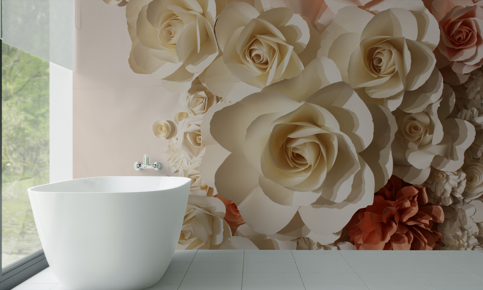 Papier peint des fleurs en argile sous forme de sculptures