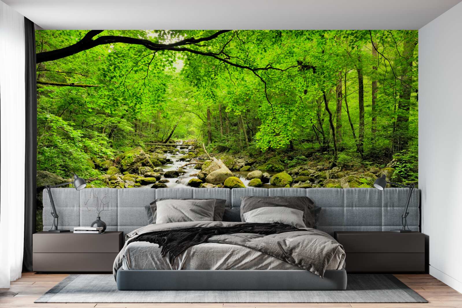 Papier peint un ruisseau tranquille dans un bosquet