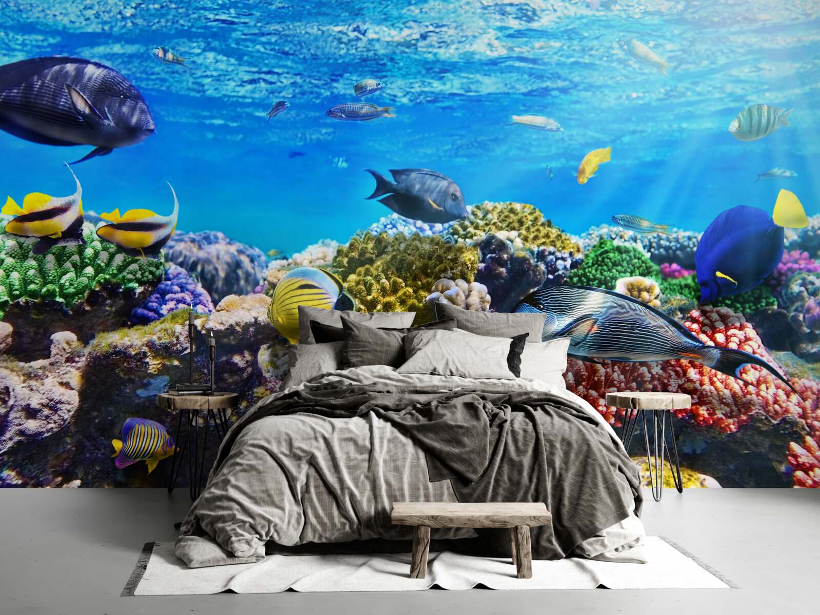 Papier peint eaux azurées et boîtier sous-marin