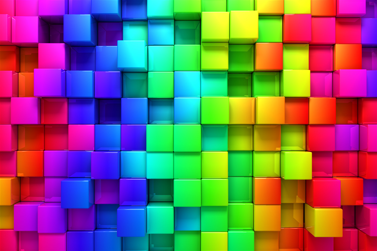 Papier peint Cubes 3d aux couleurs riches