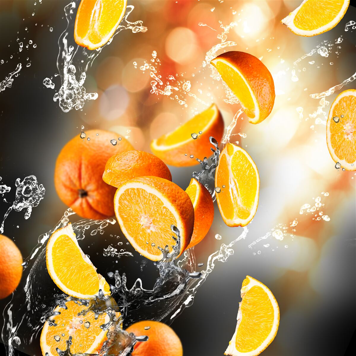 Papier peint tranches d'orange avec pulpe juteuse