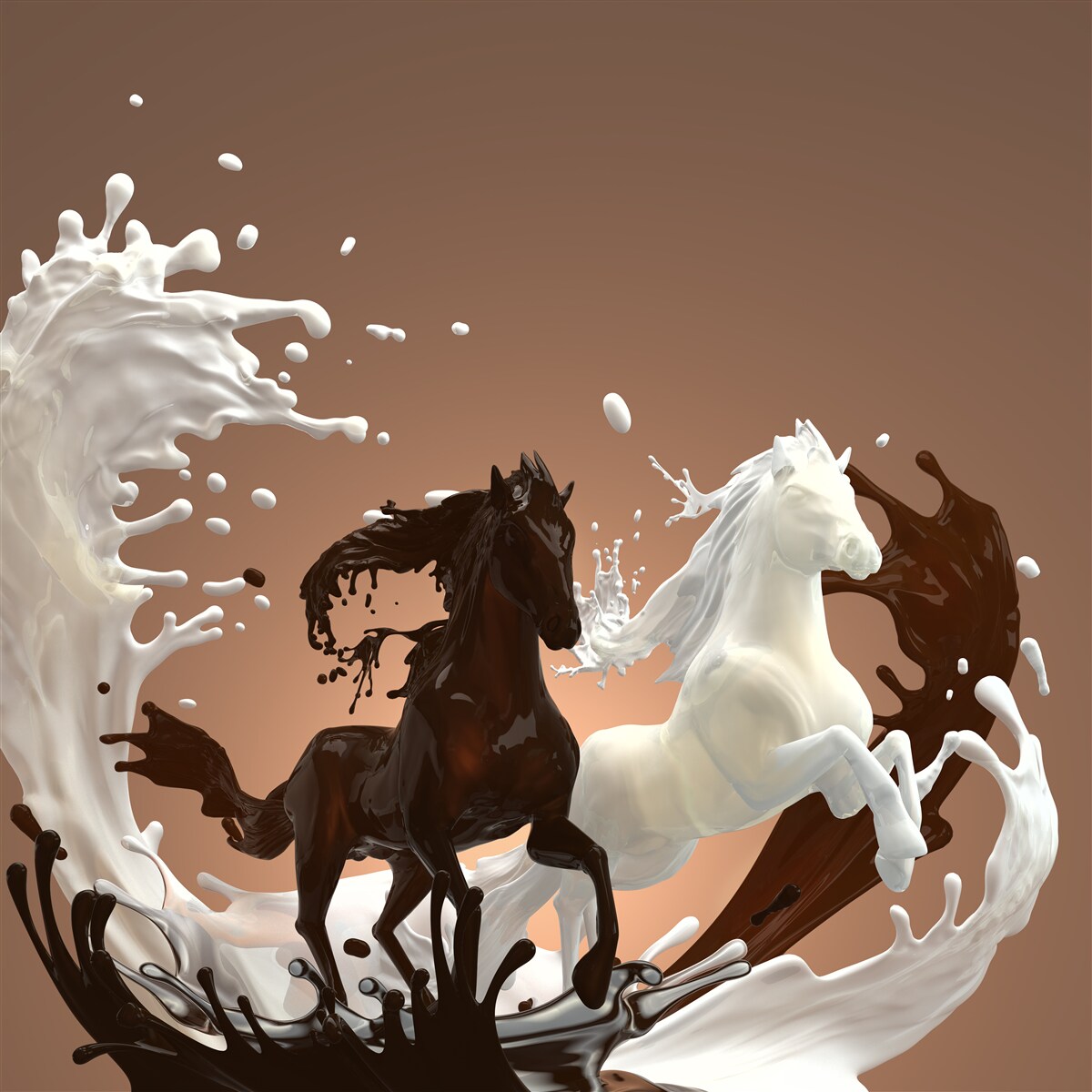 Papier peint l'abstraction de l'eau sous la forme de chevaux qui courent