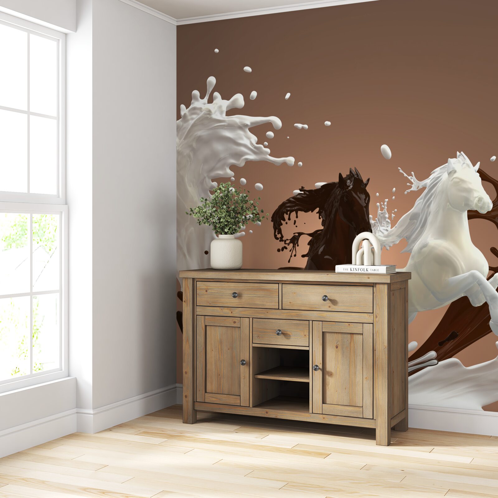 Papier peint l'abstraction de l'eau sous la forme de chevaux qui courent
