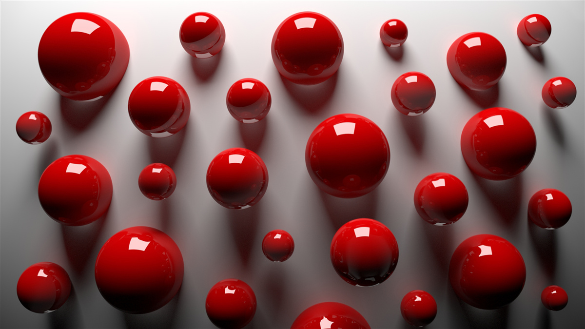 Papier peint boules rouges flottant sur un fond clair