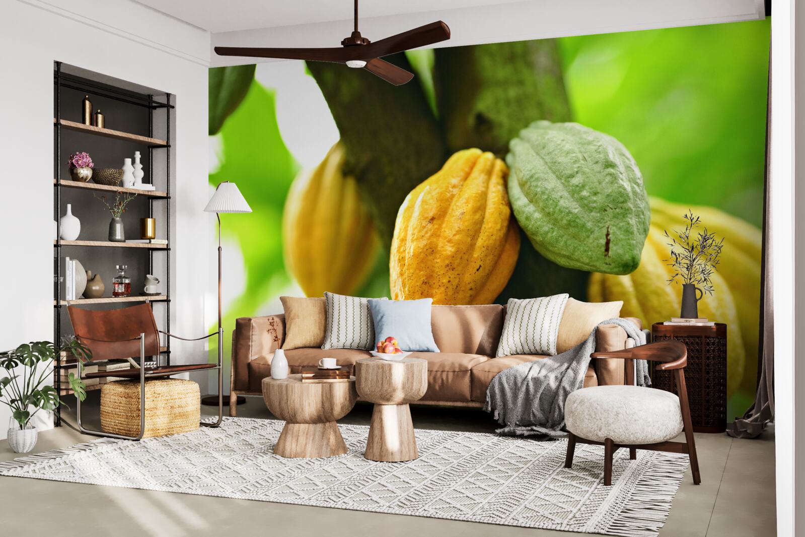 Papier peint fèves de cacao mûres sur l'arbre