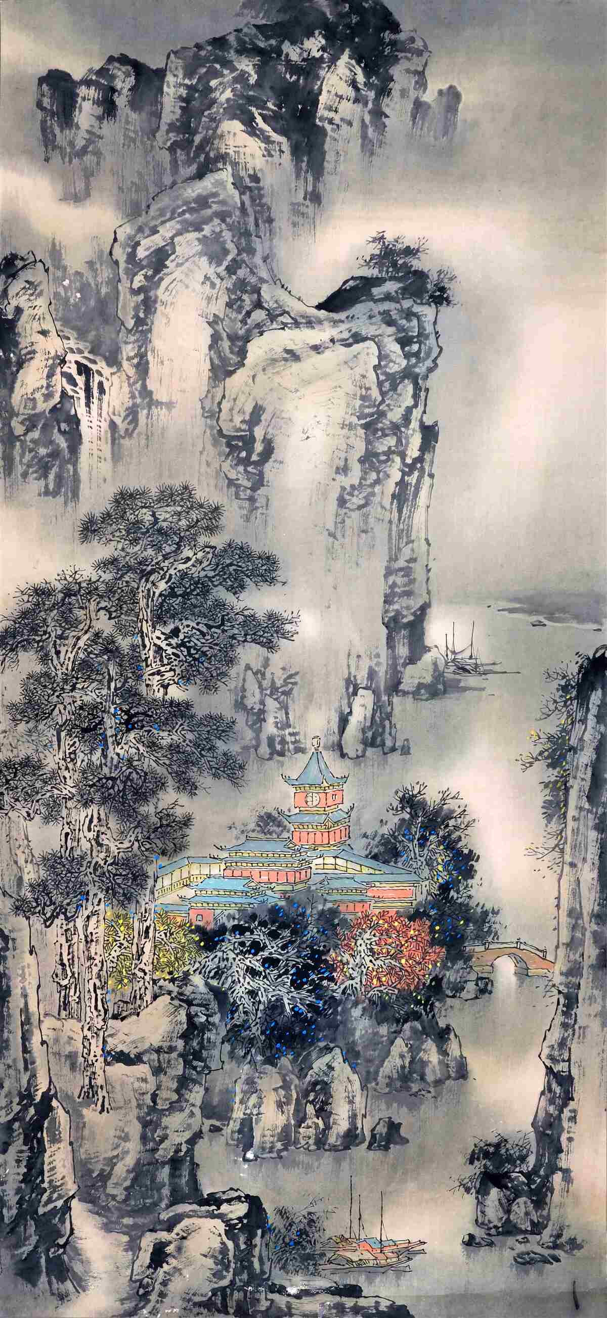 Papier peint les grands arbres et les montagnes sont des abstractions