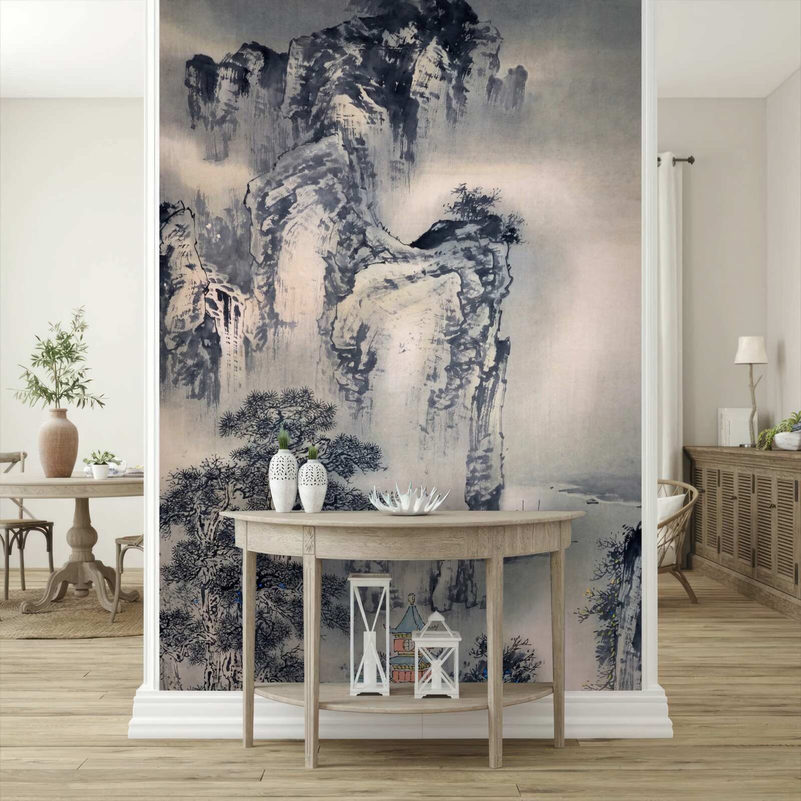 Papier peint les grands arbres et les montagnes sont des abstractions